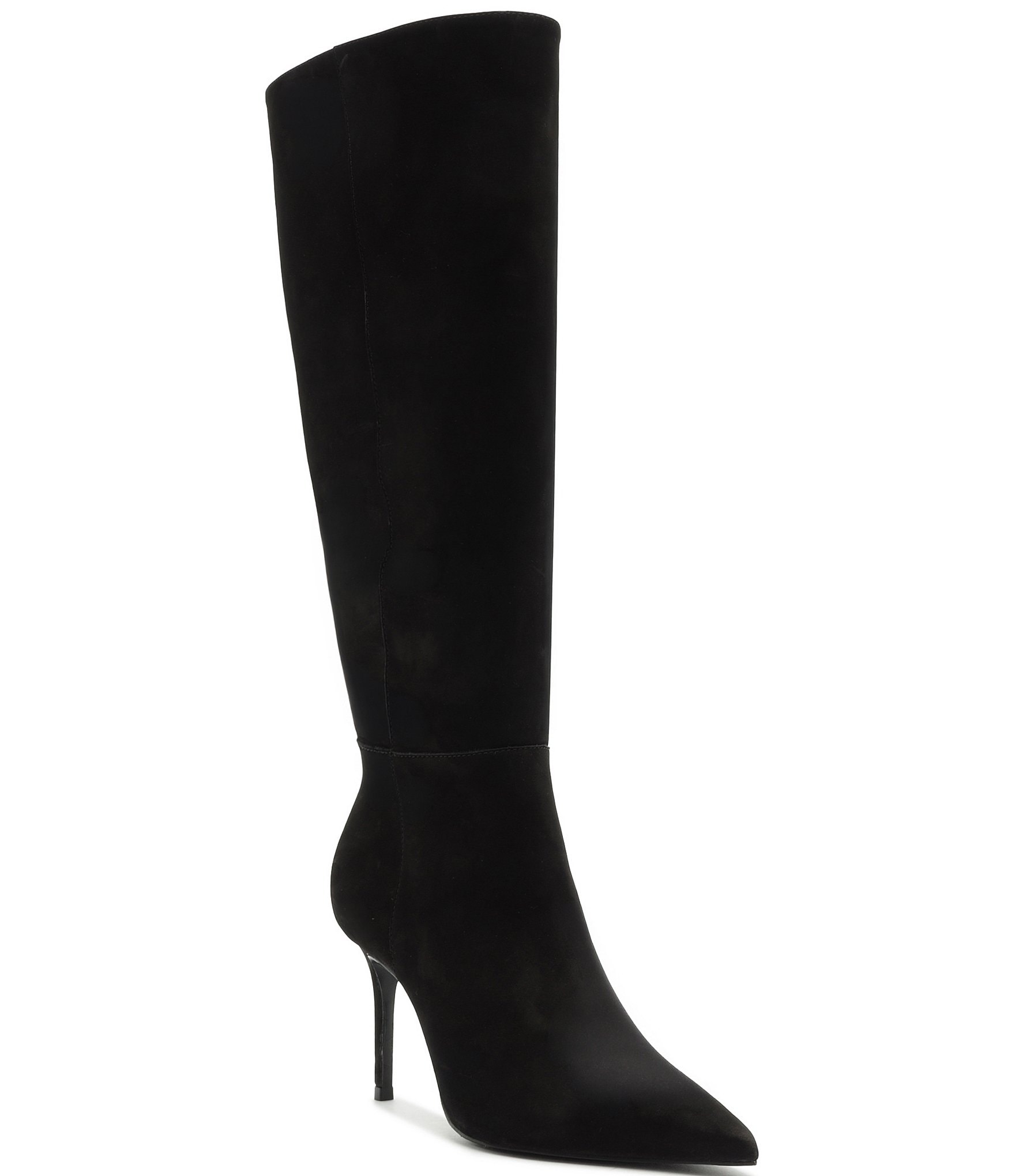 Schutz Mikki Up Nubuck Suede Pointed Toe Stiletto Tall Boots
