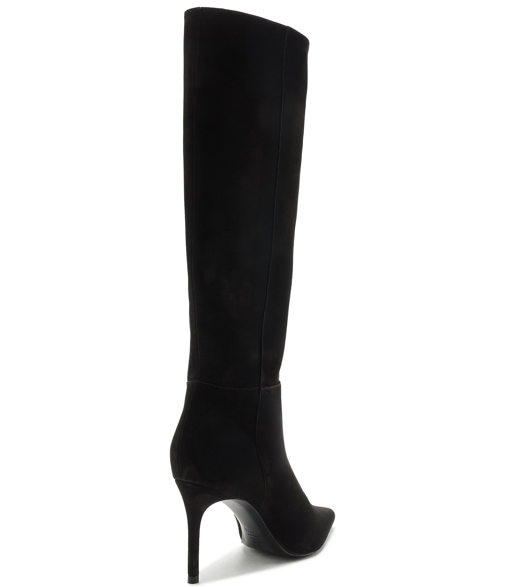 Schutz Mikki Up Nubuck Suede Pointed Toe Stiletto Tall Boots