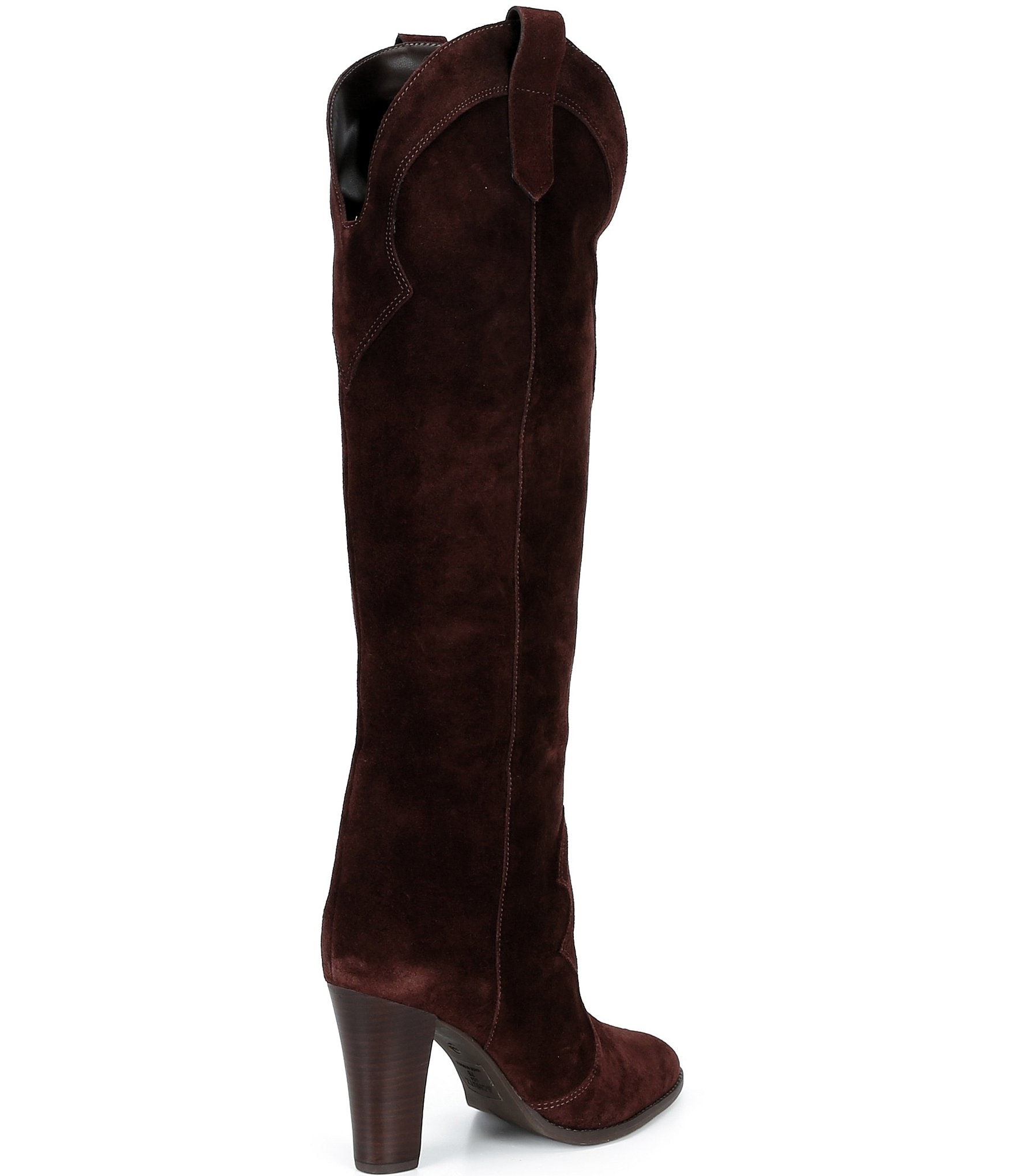 Schutz Miller Up Suede Block Heel Pointed Toe Tall Boots