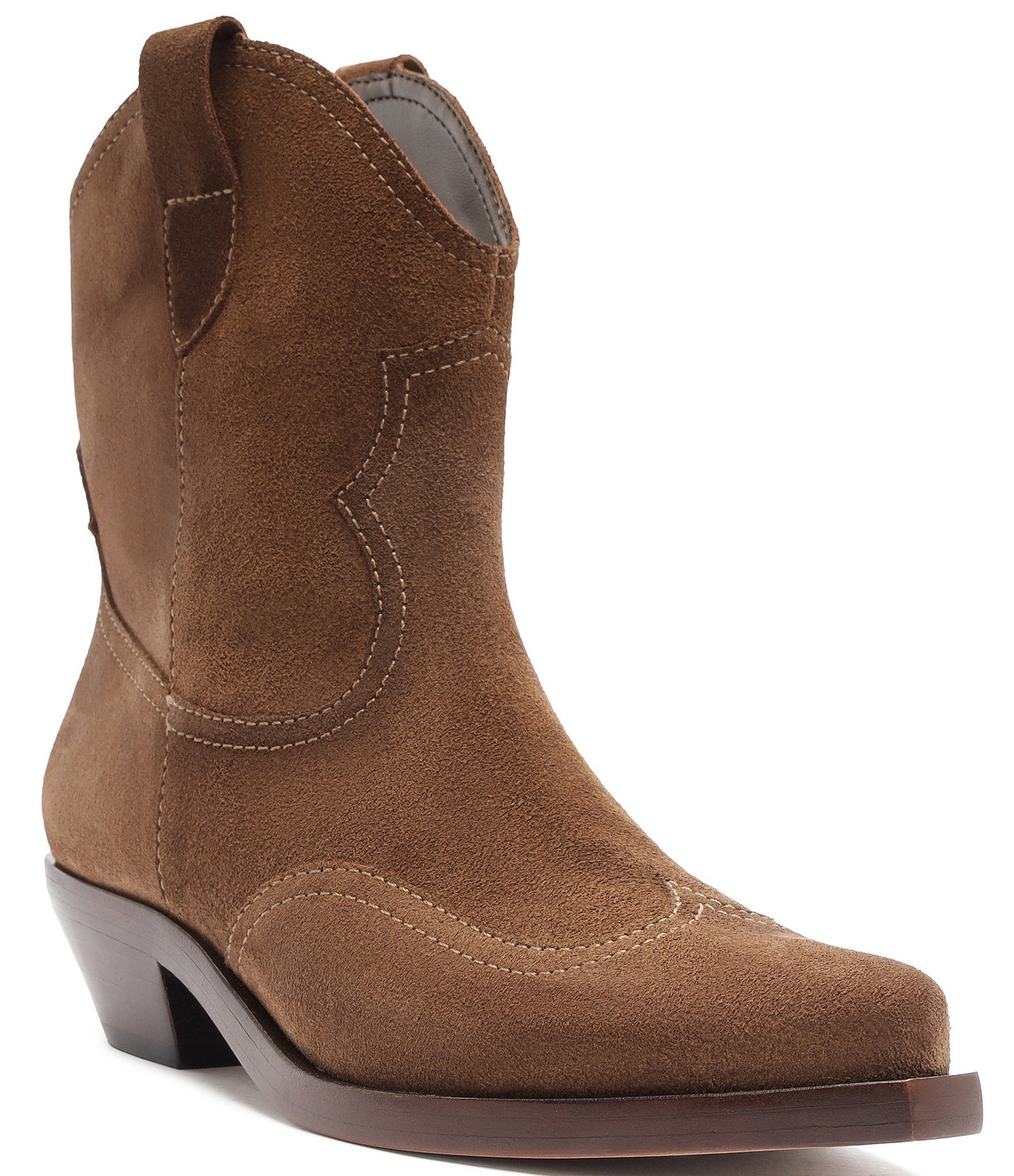 Schutz Nash Suede Pointed Toe Western Booties