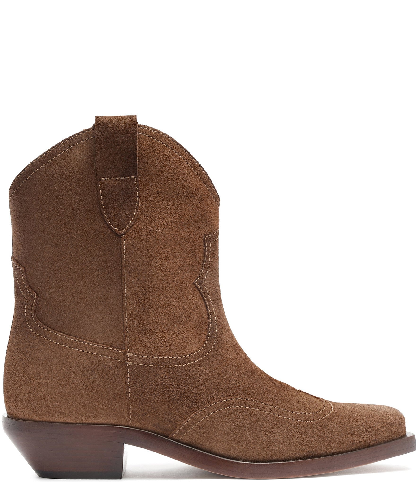 Schutz Nash Suede Pointed Toe Western Booties