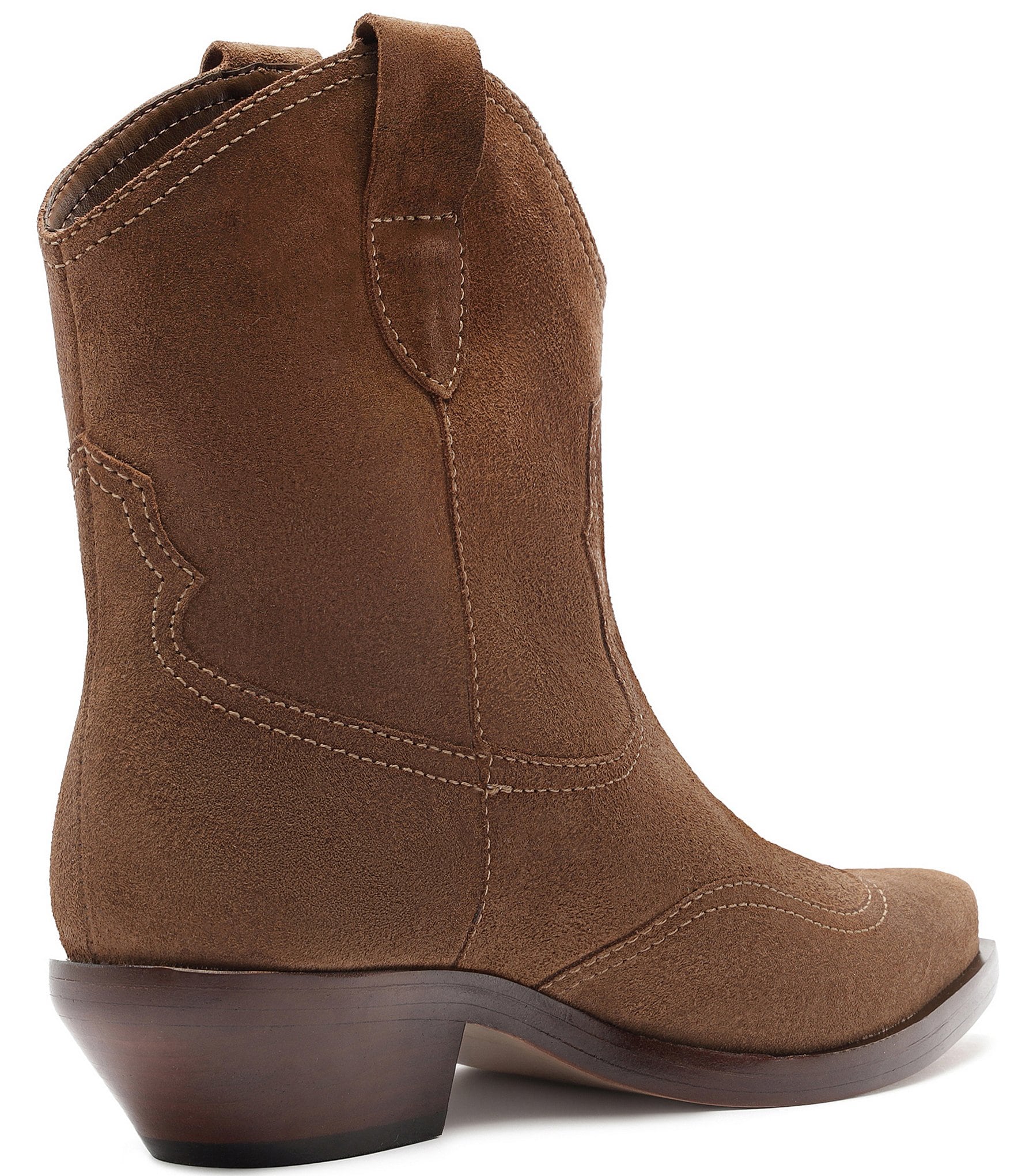 Schutz Nash Suede Pointed Toe Western Booties