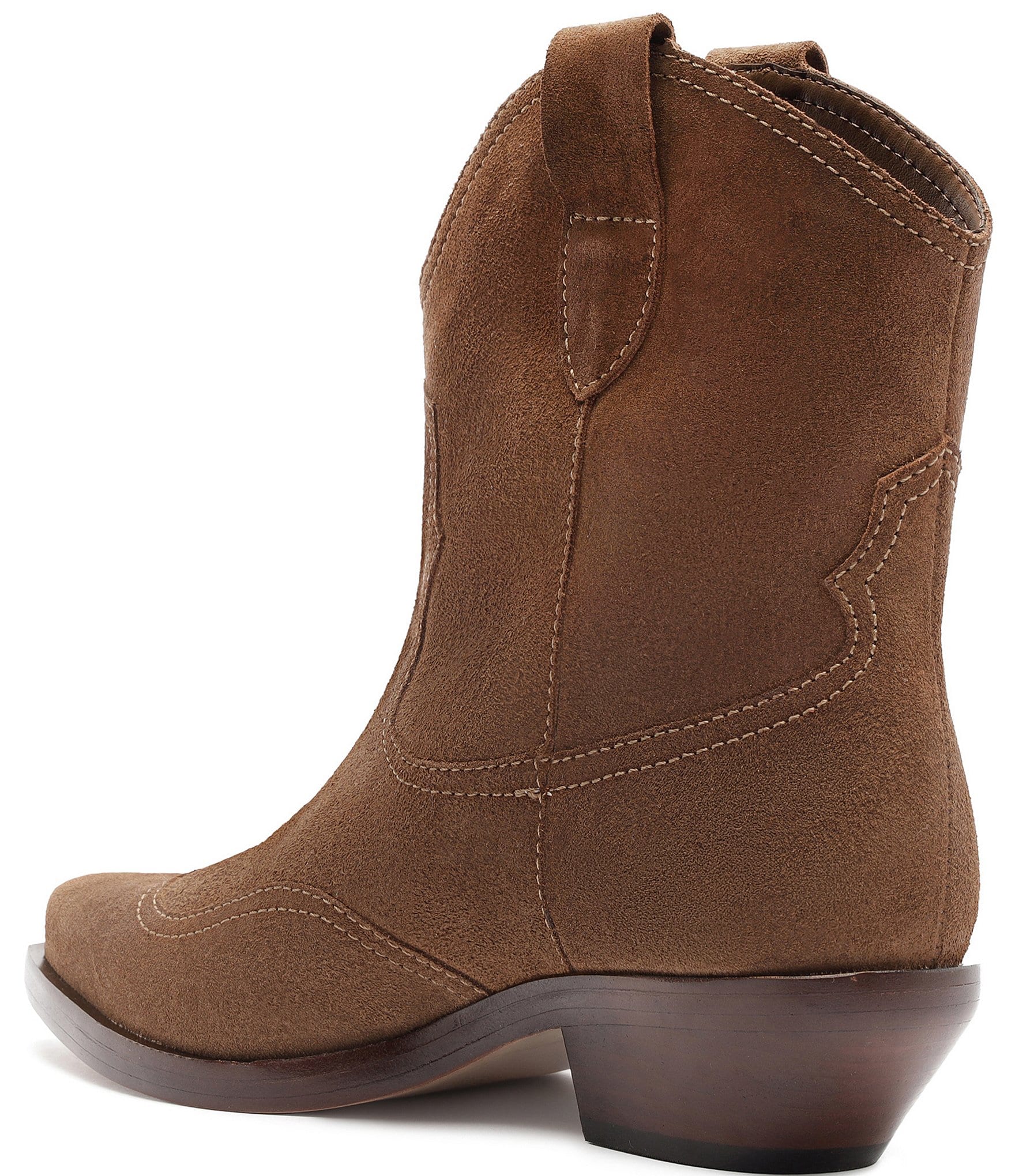 Schutz Nash Suede Pointed Toe Western Booties