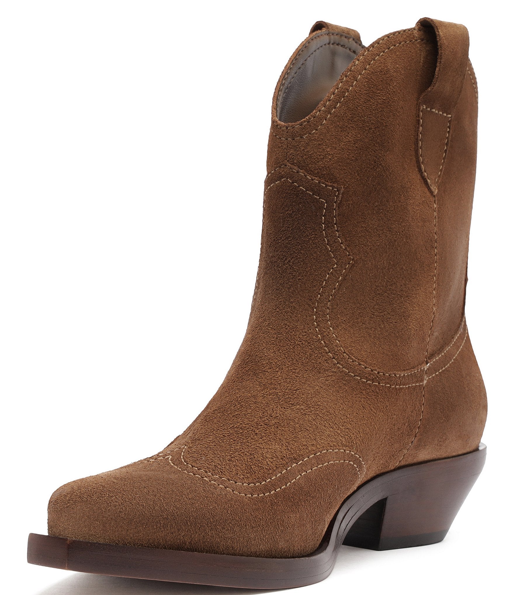Schutz Nash Suede Pointed Toe Western Booties