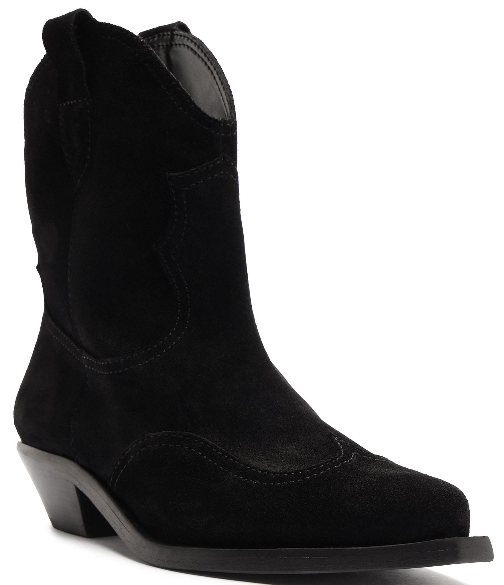 Schutz Nash Suede Pointed Toe Western Booties