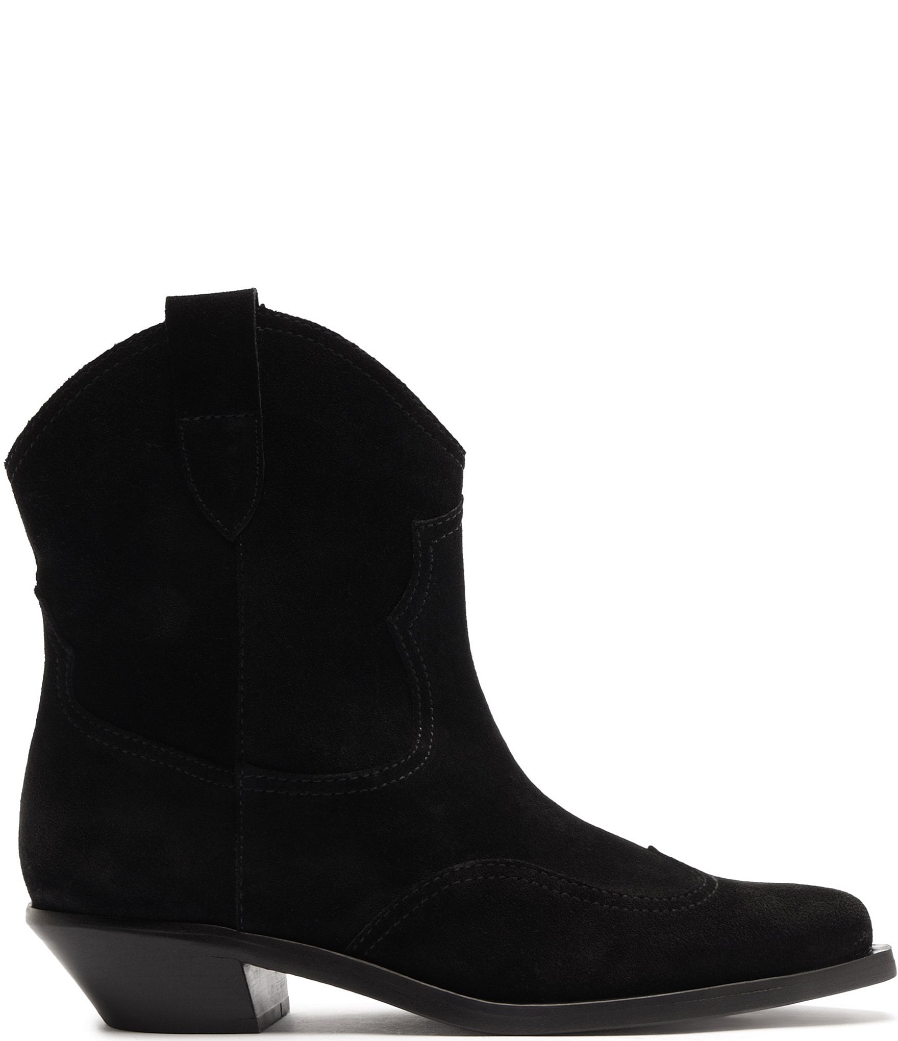 Schutz Nash Suede Pointed Toe Western Booties
