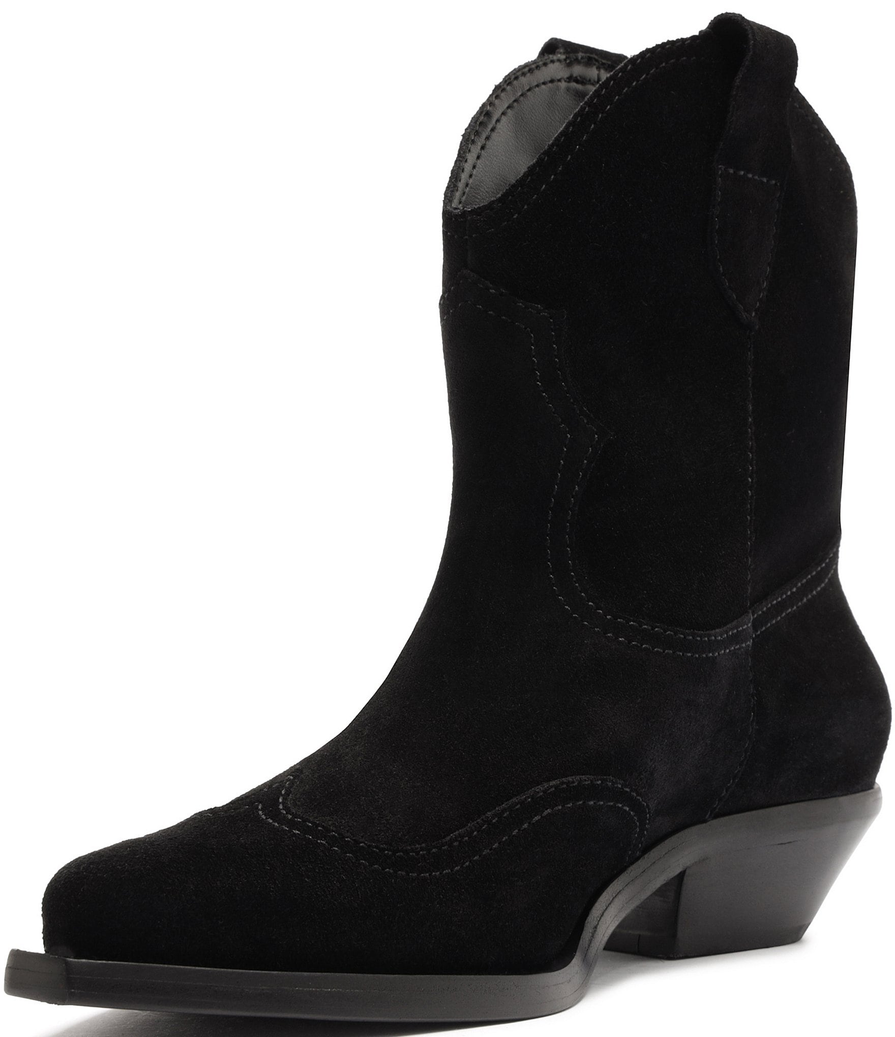 Schutz Nash Suede Pointed Toe Western Booties