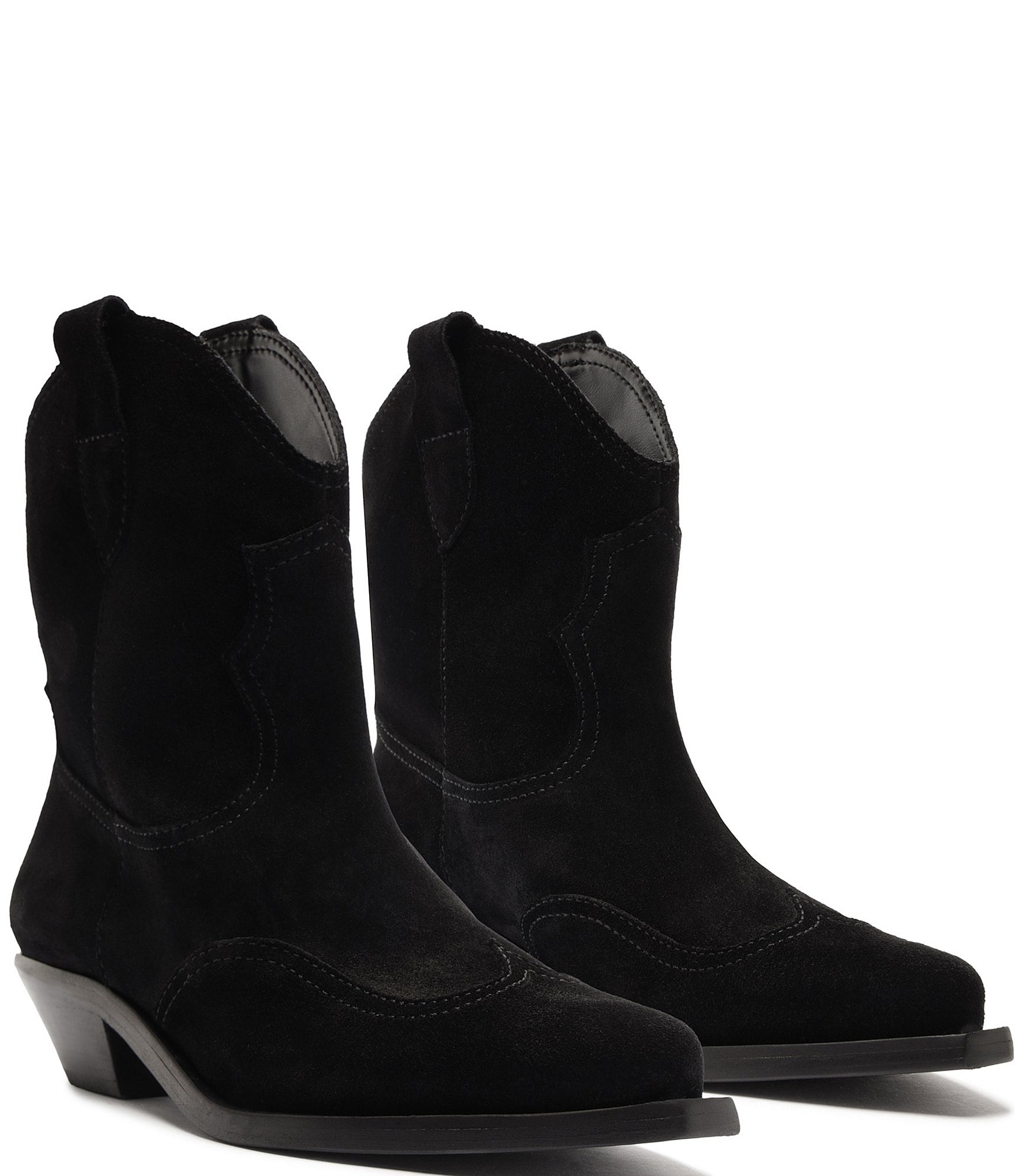 Schutz Nash Suede Pointed Toe Western Booties