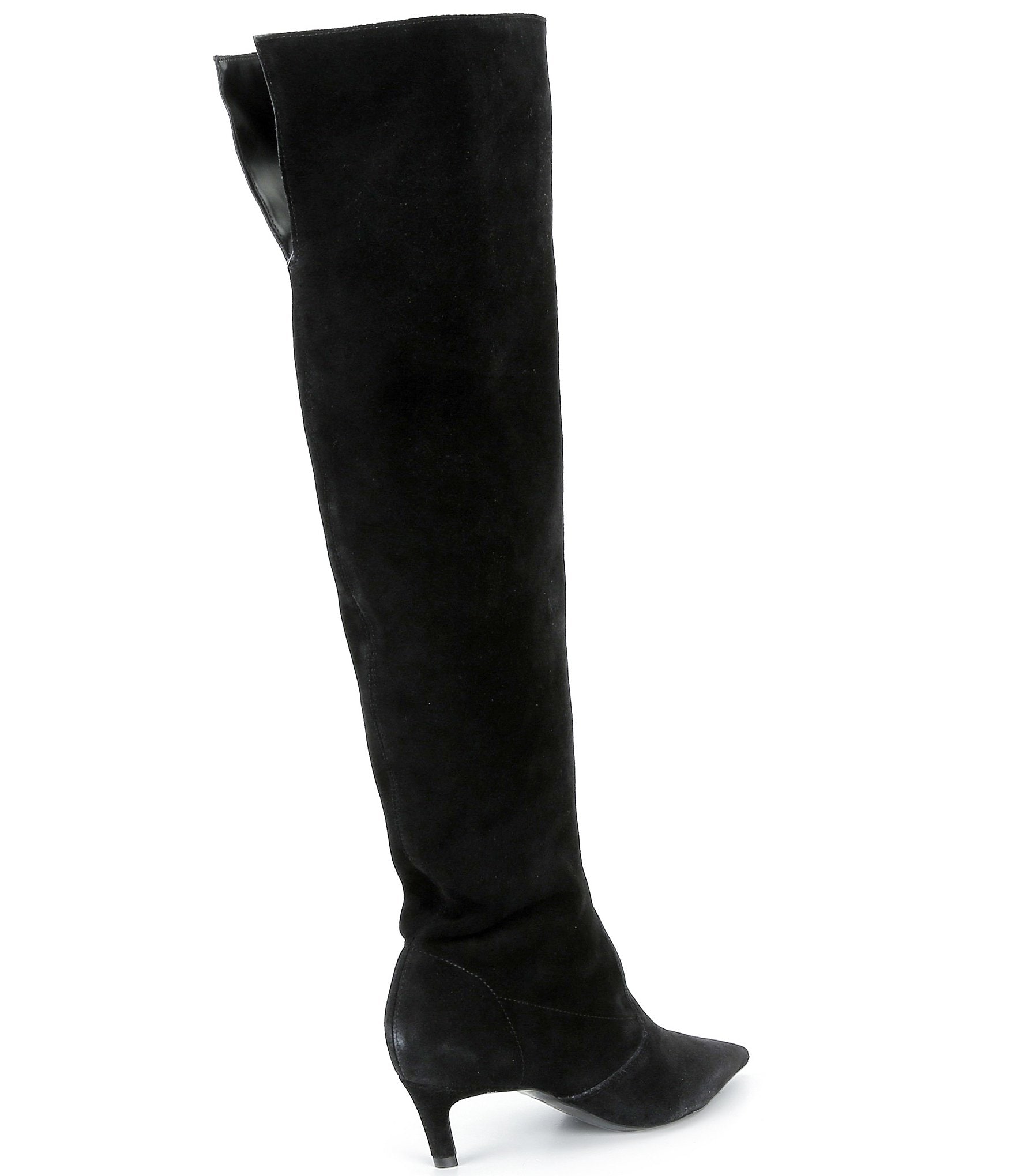 Schutz Odessa Suede Pointed Toe Kitten Heel Over The Knee Boots