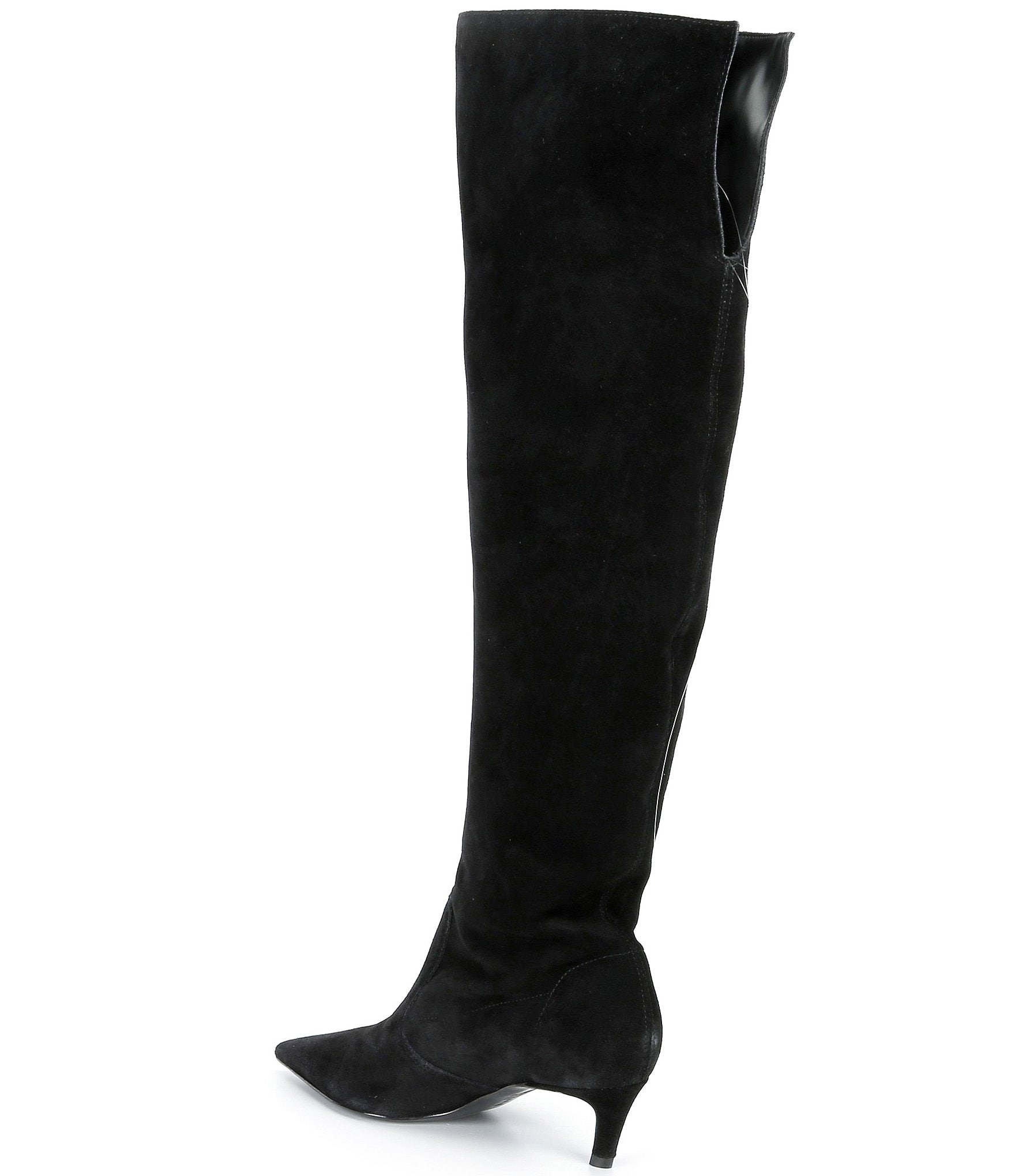 Schutz Odessa Suede Pointed Toe Kitten Heel Over The Knee Boots