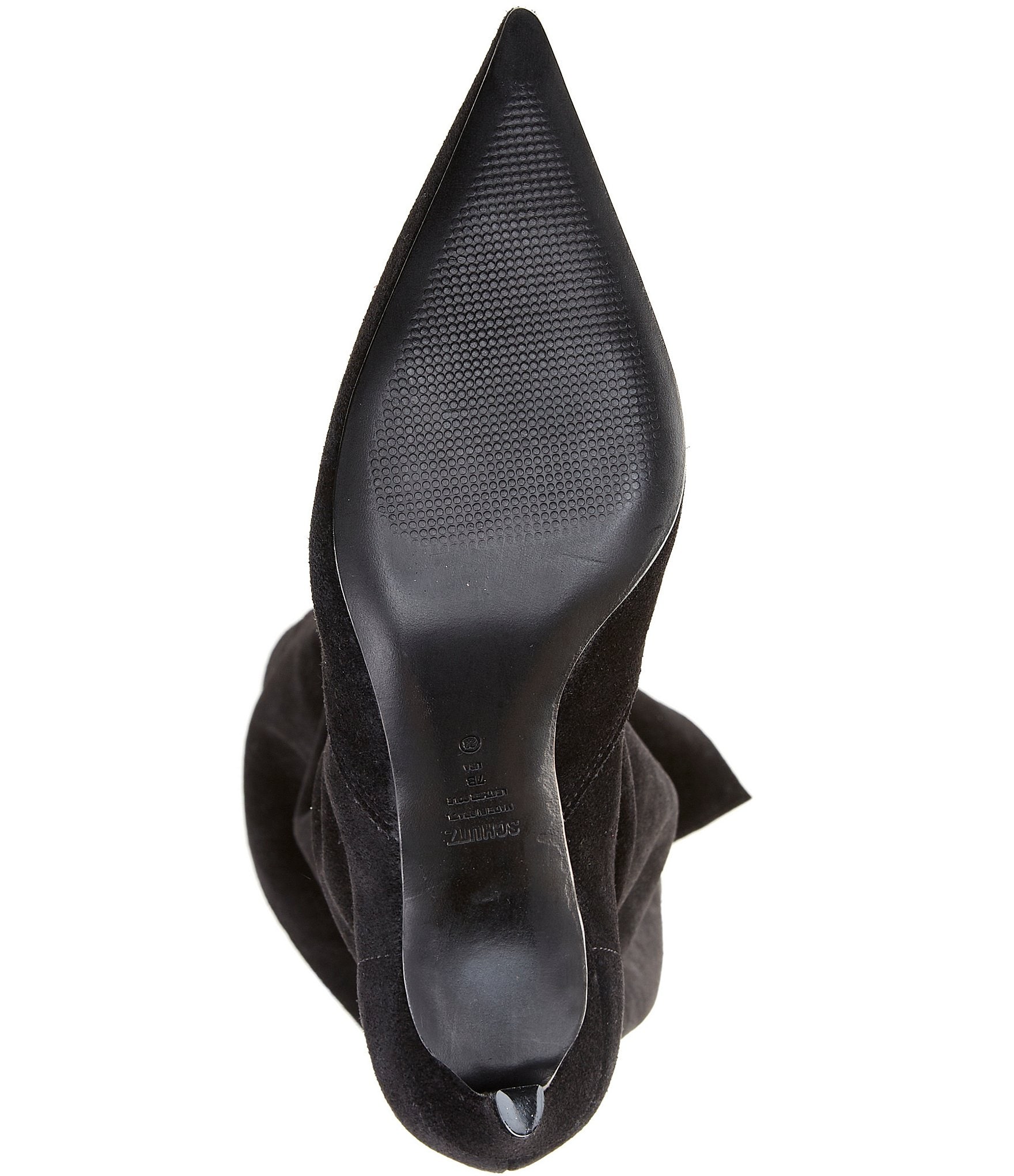 Schutz Odessa Suede Pointed Toe Kitten Heel Over The Knee Boots