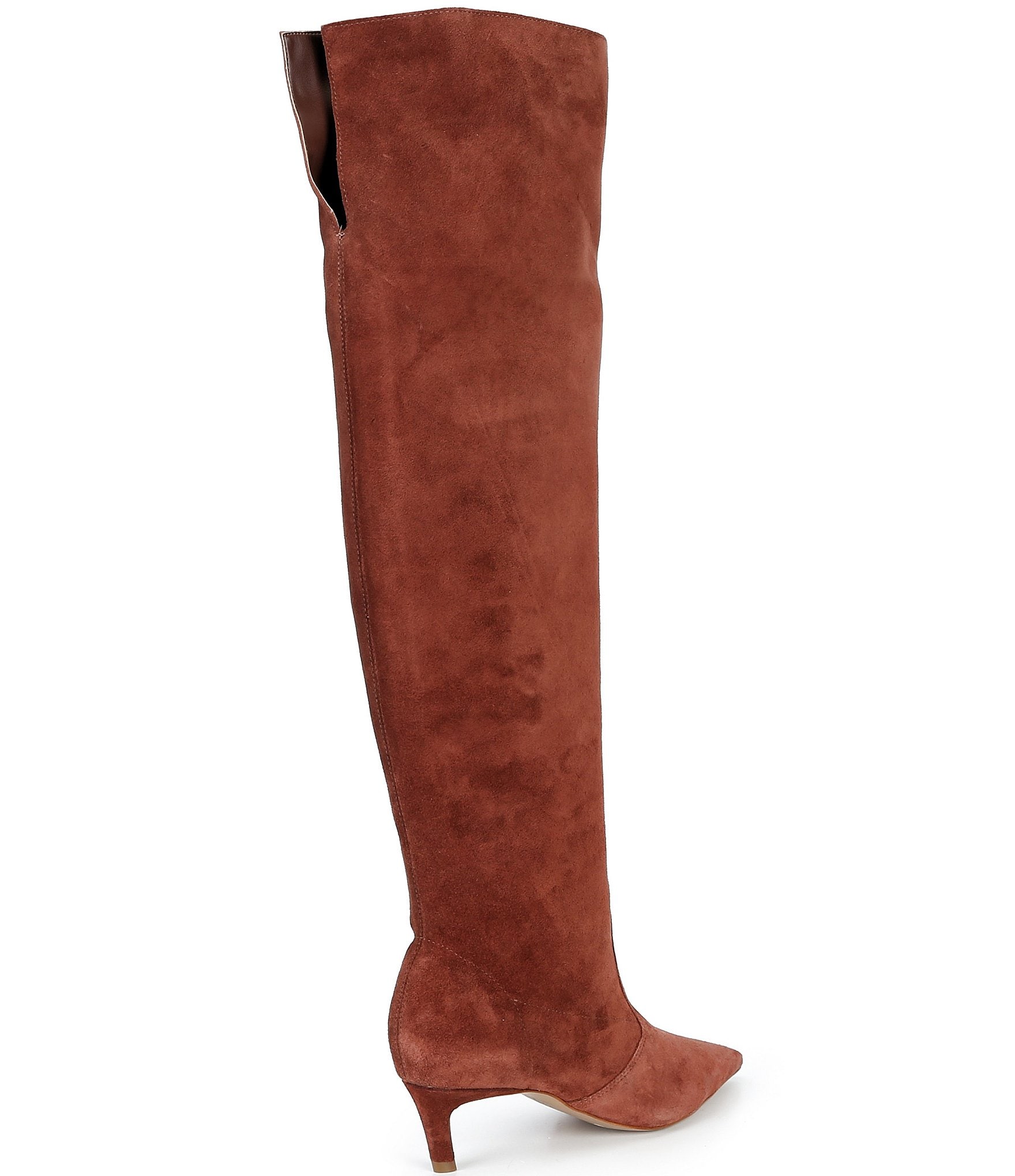 Schutz Odessa Suede Pointed Toe Kitten Heel Over The Knee Boots