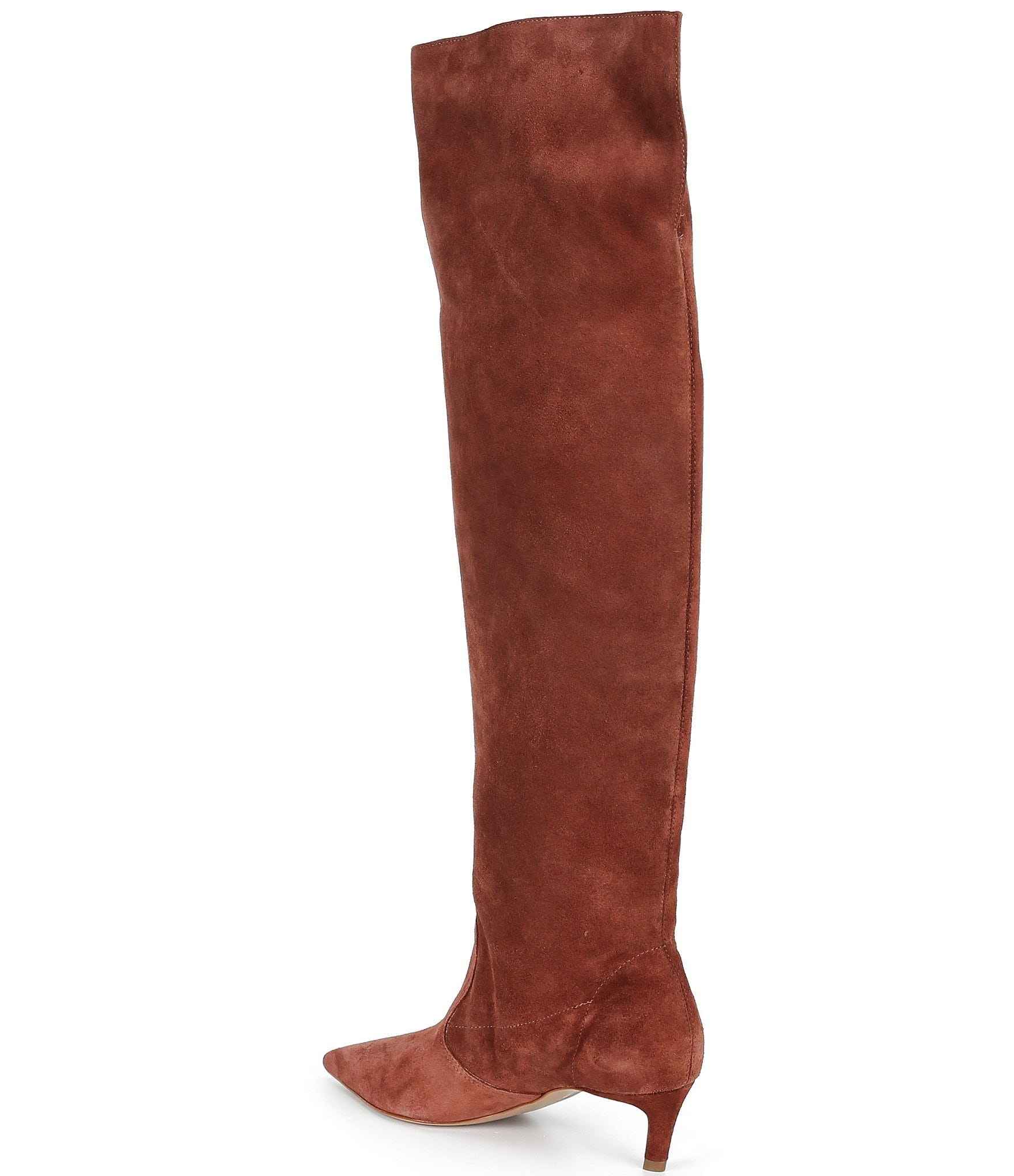 Schutz Odessa Suede Pointed Toe Kitten Heel Over The Knee Boots