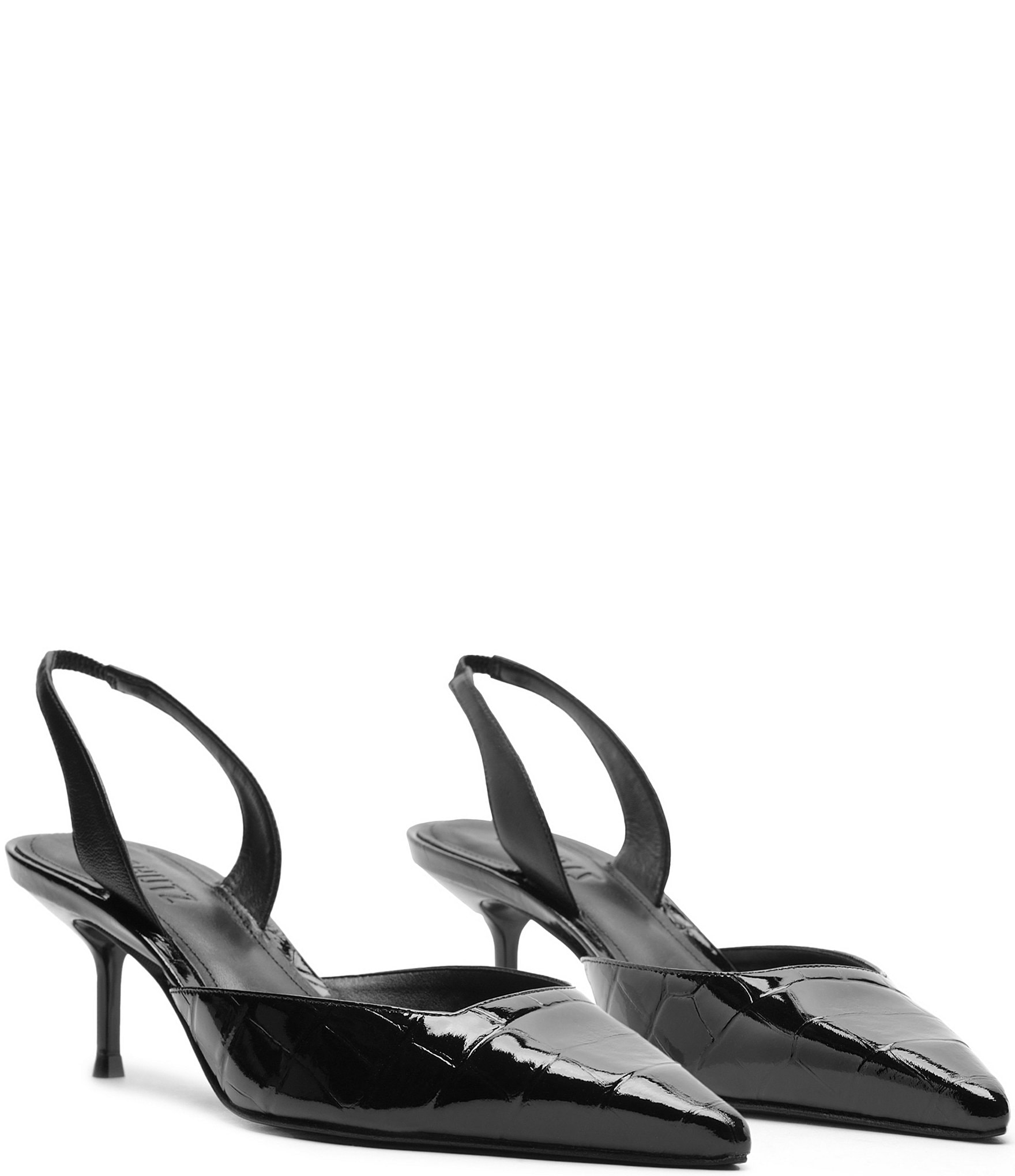 Schutz Paola Croco Patent Leather Slingback Pumps