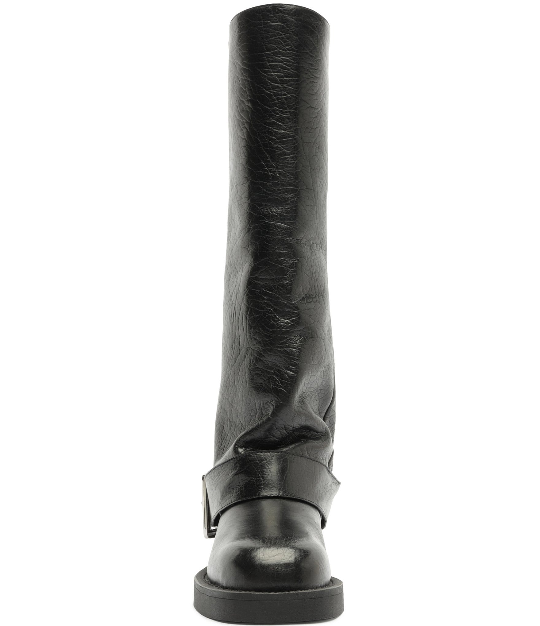 Schutz Patrice Up Leather Tall Buckle Strap Moto Boots
