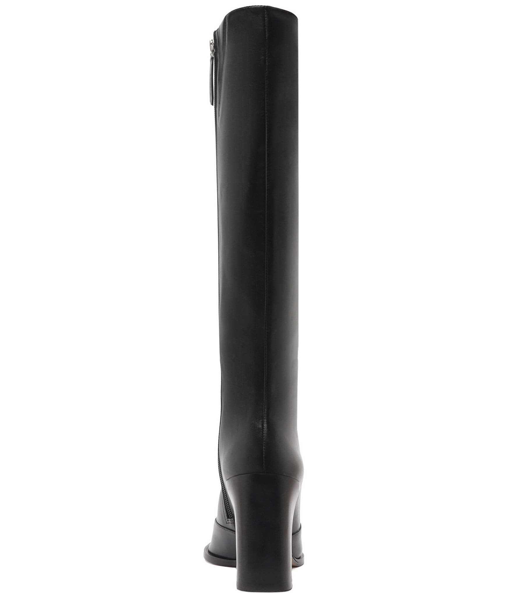 Schutz Raffaela Up Leather Pointed Toe Block Heel Tall Boots