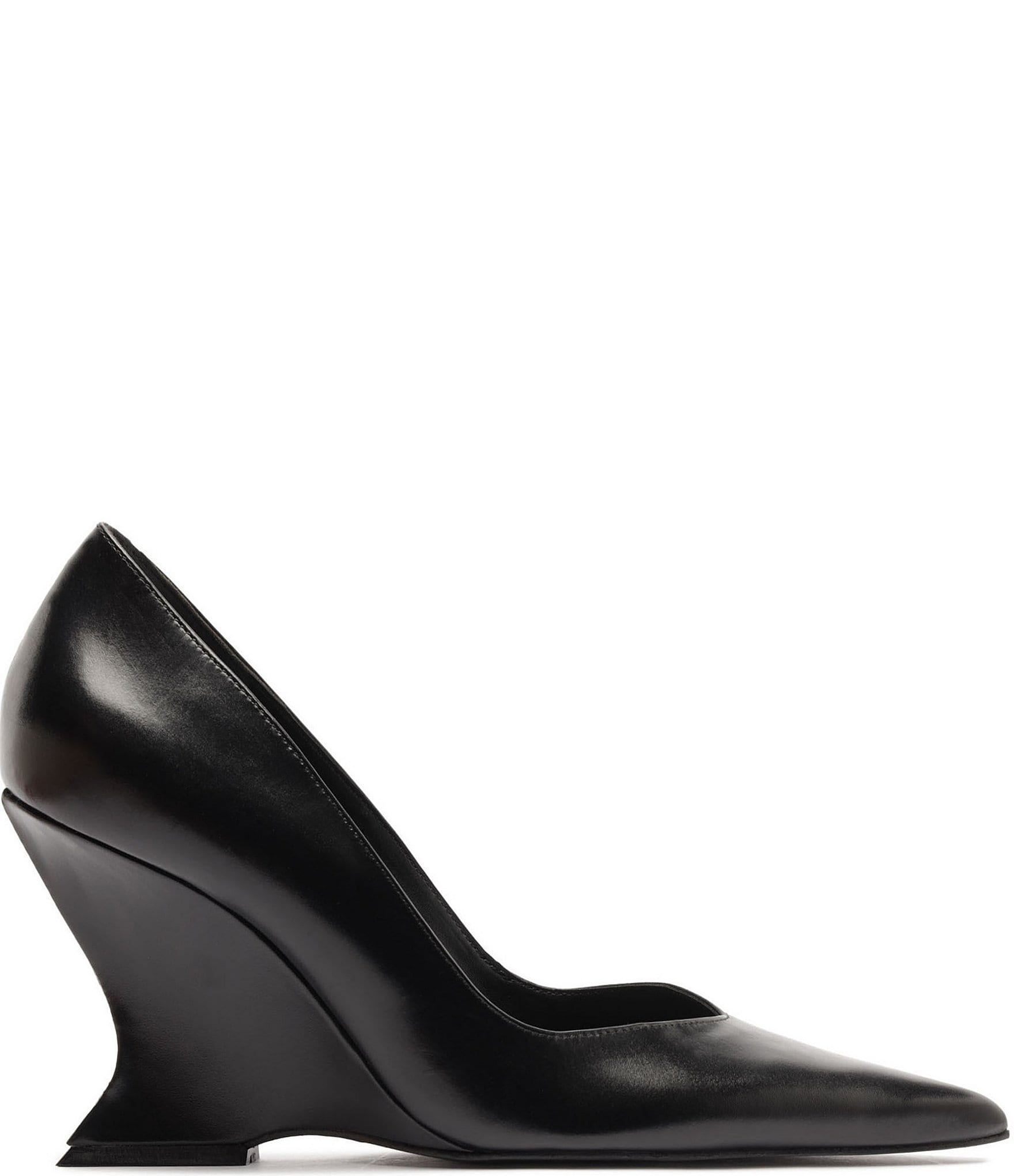 Schutz Siena Leather Pointed Toe Sculpted Wedge Dress Pumps