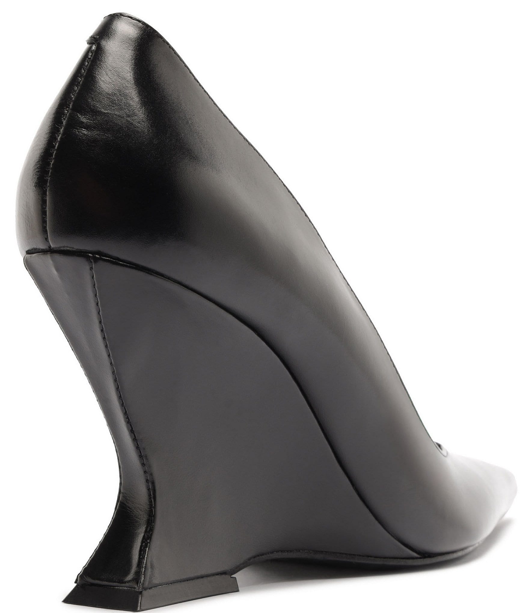 Schutz Siena Leather Pointed Toe Sculpted Wedge Dress Pumps