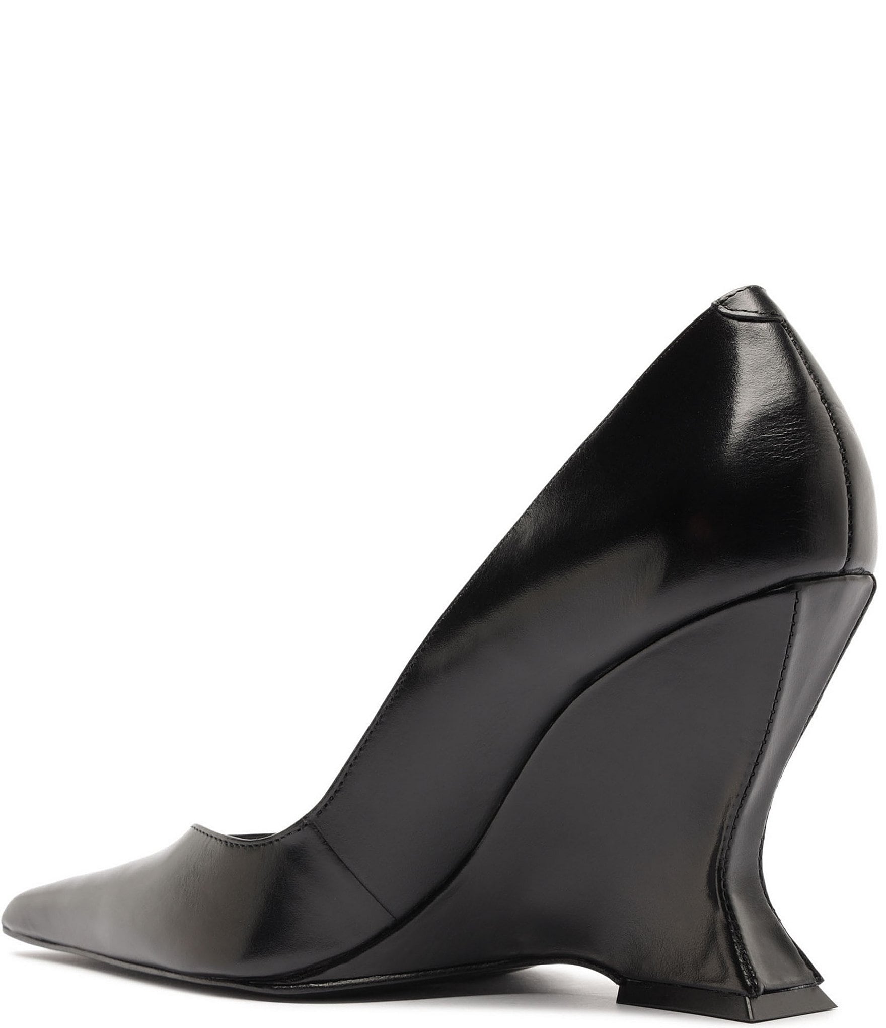 Schutz Siena Leather Pointed Toe Sculpted Wedge Dress Pumps