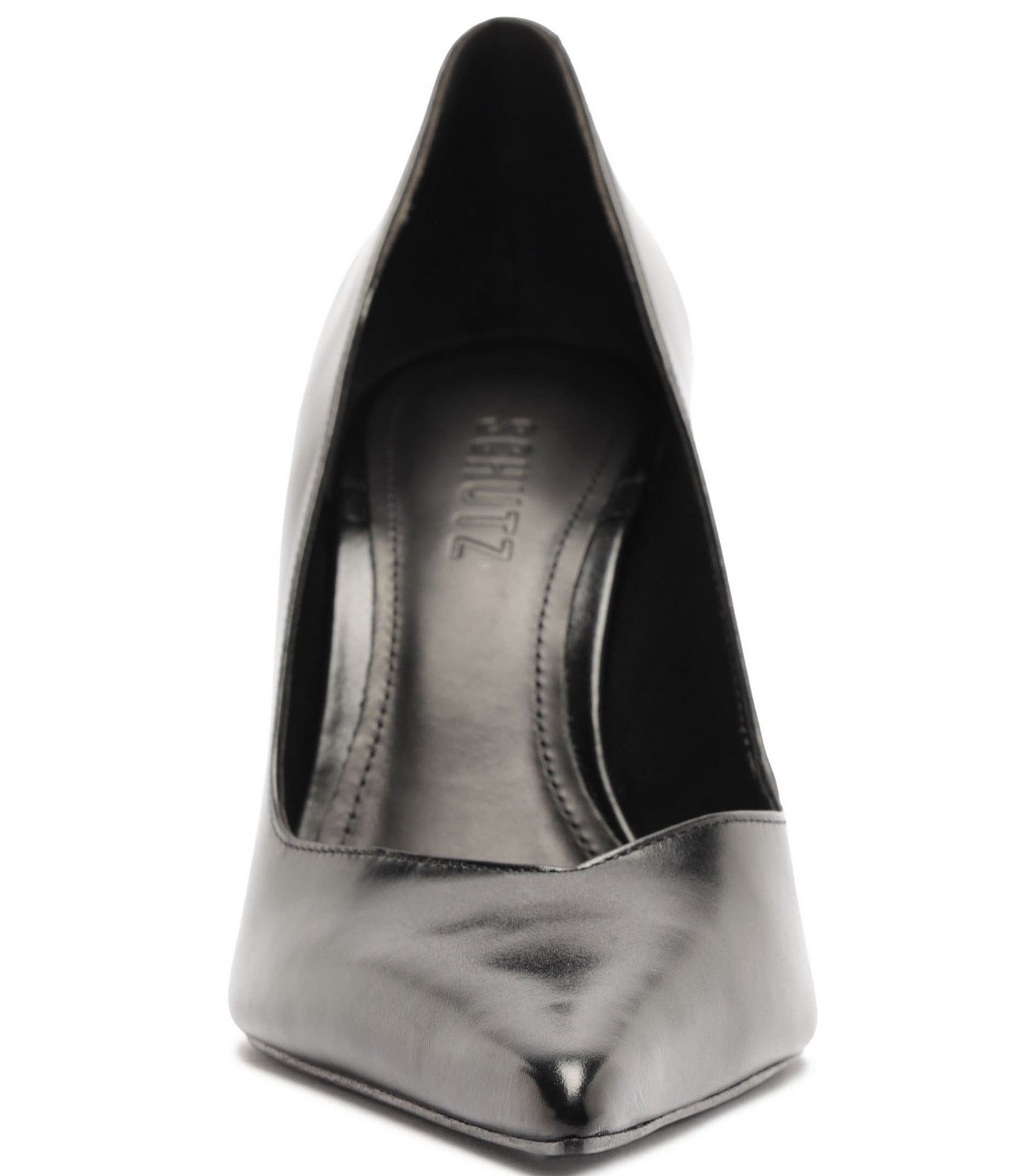 Schutz Siena Leather Pointed Toe Sculpted Wedge Dress Pumps