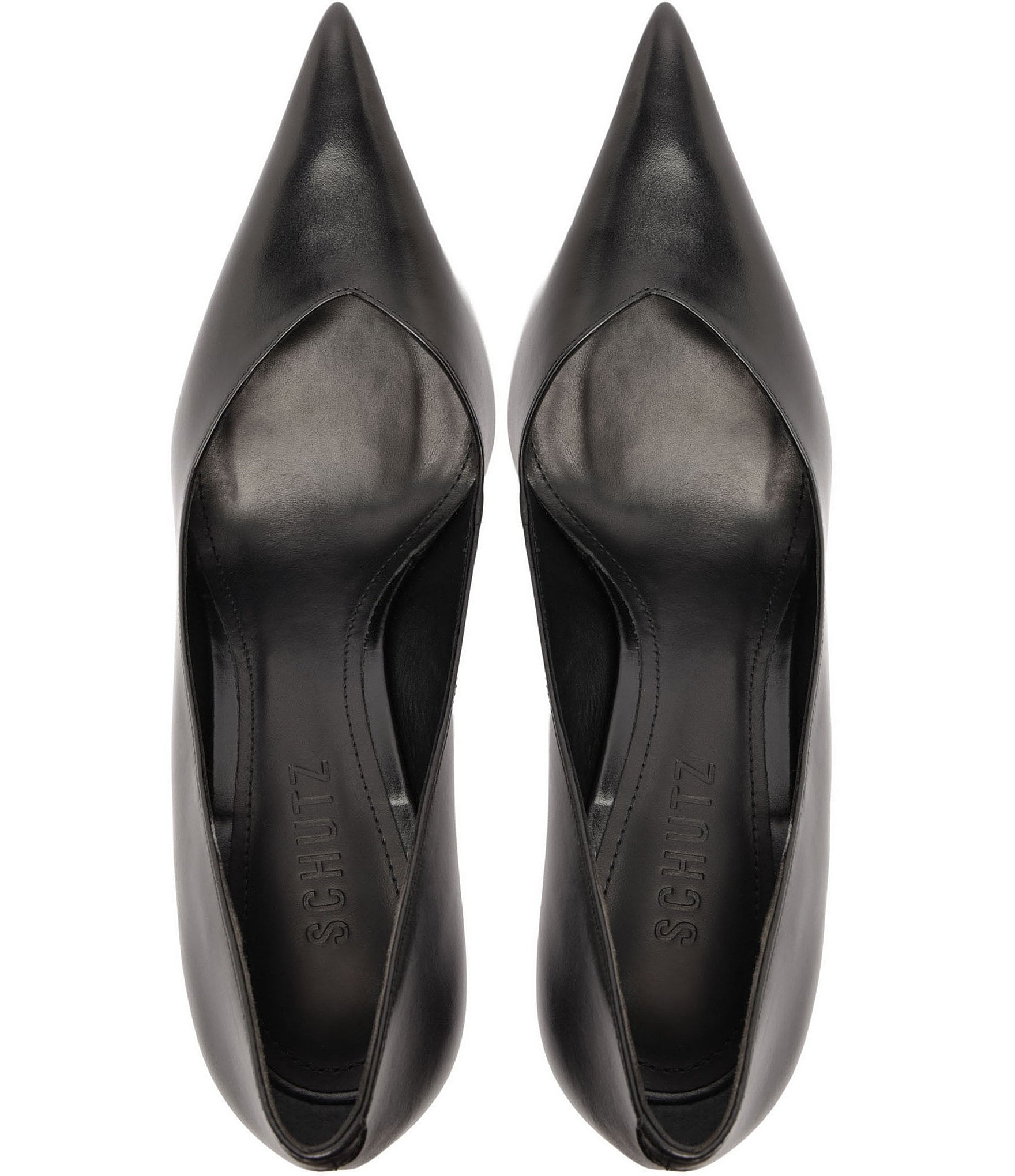 Schutz Siena Leather Pointed Toe Sculpted Wedge Dress Pumps