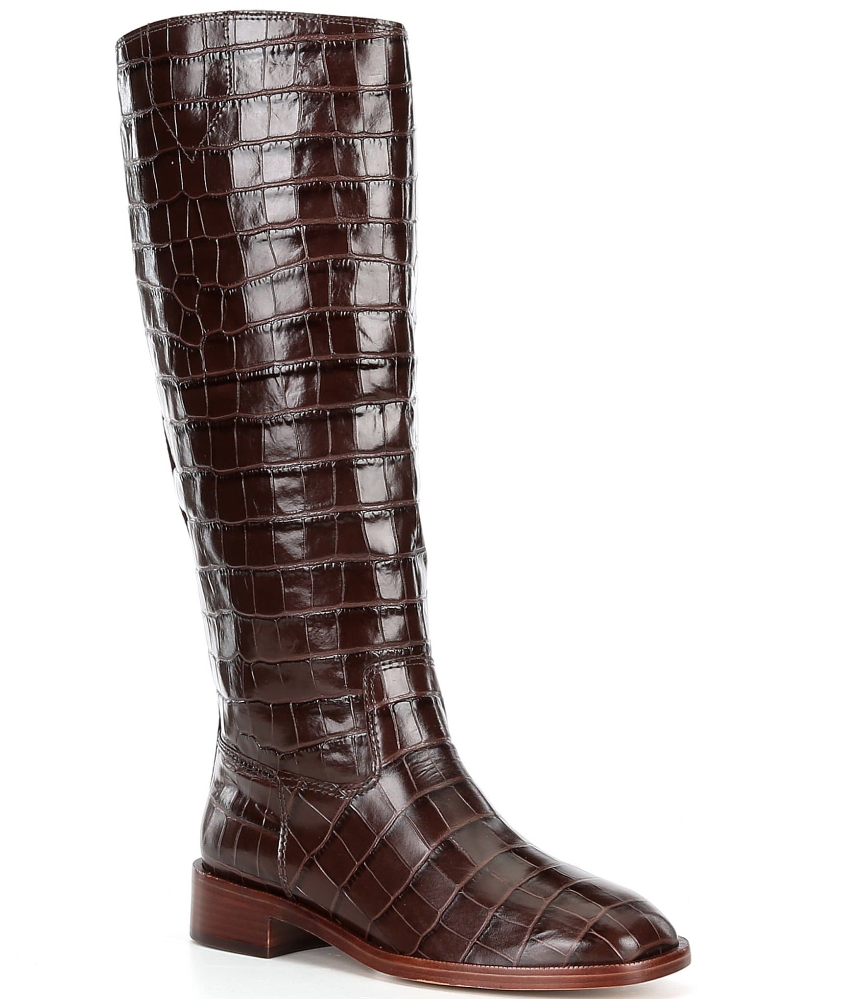 Schutz Terrance Up Crocodile Embossed Leather Riding Boots | Dillard's