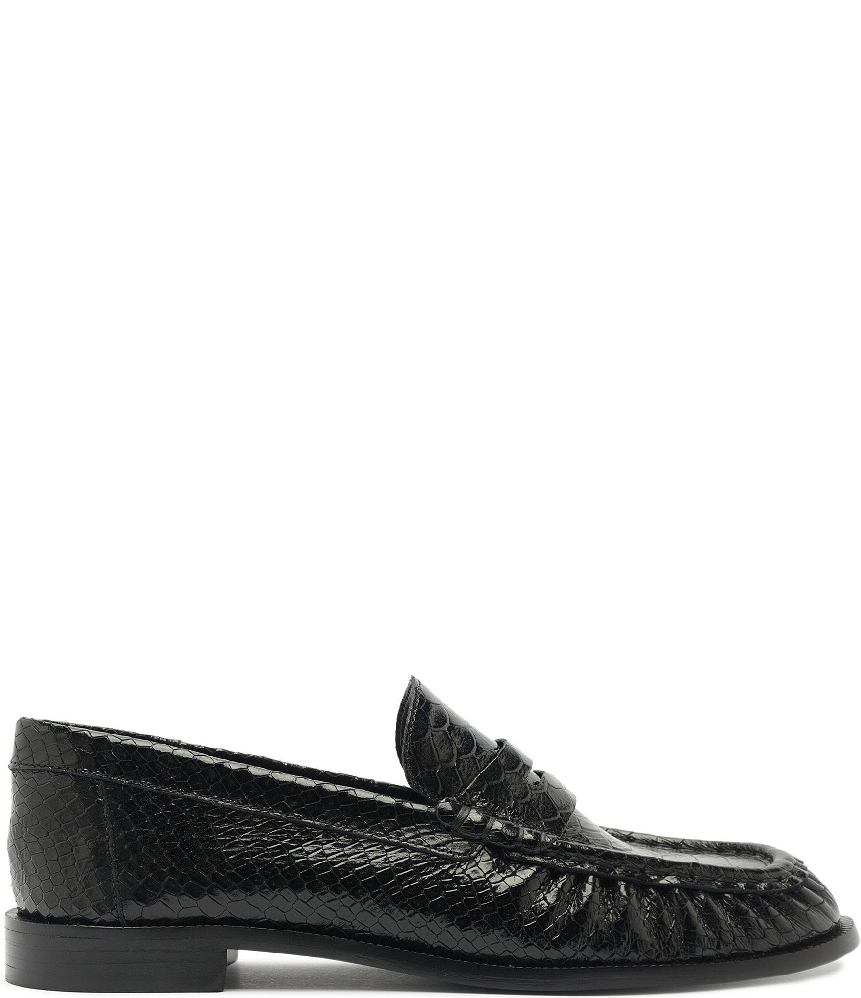 Schutz Tyche Snake Embossed Leather Penny Loafers