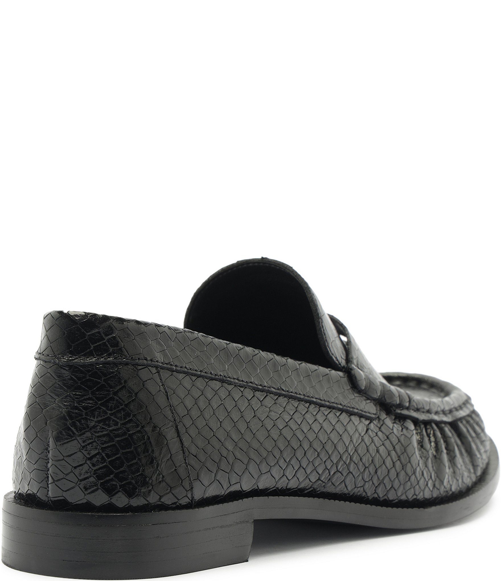 Schutz Tyche Snake Embossed Leather Penny Loafers