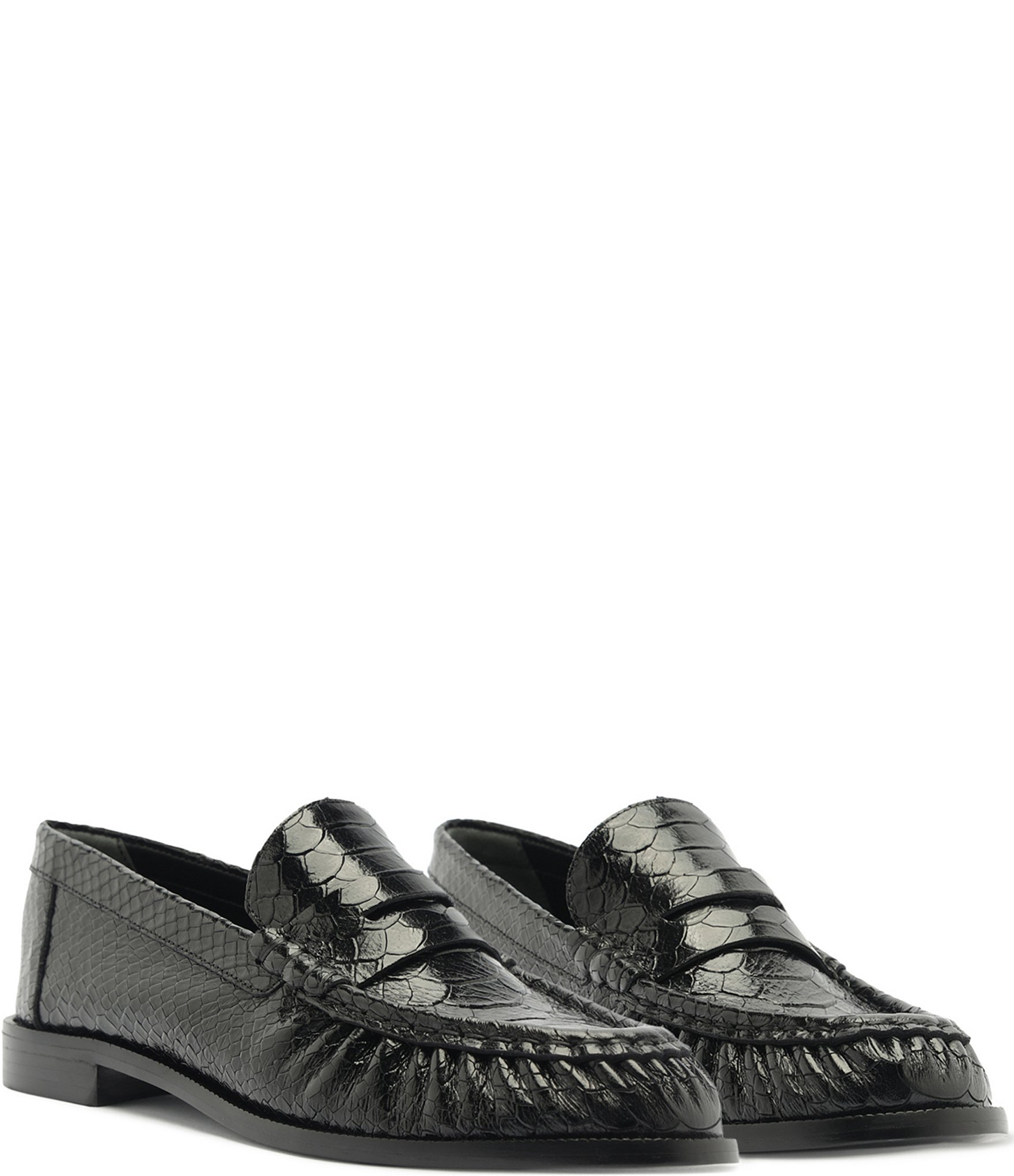 Schutz Tyche Snake Embossed Leather Penny Loafers