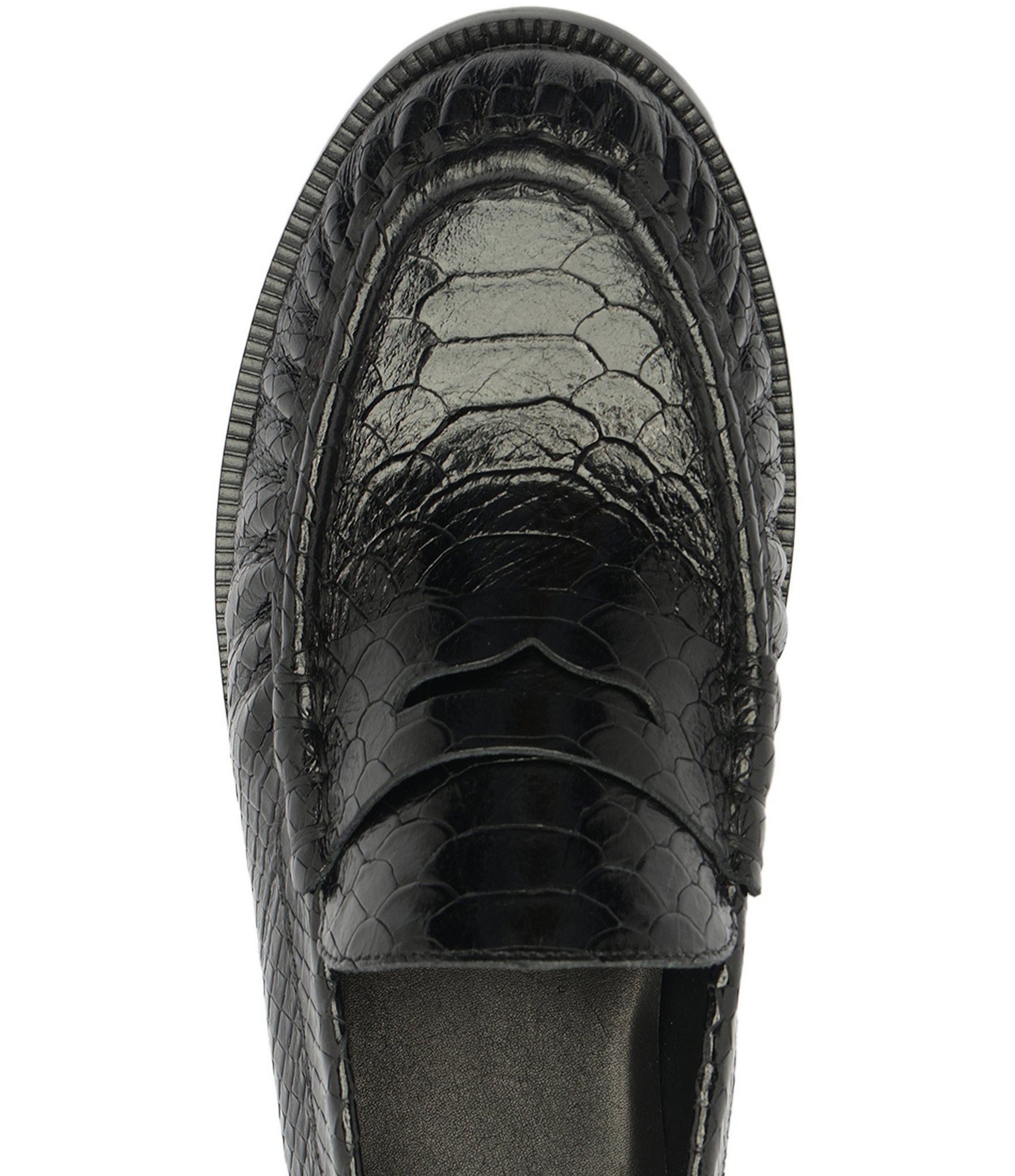 Schutz Tyche Snake Embossed Leather Penny Loafers