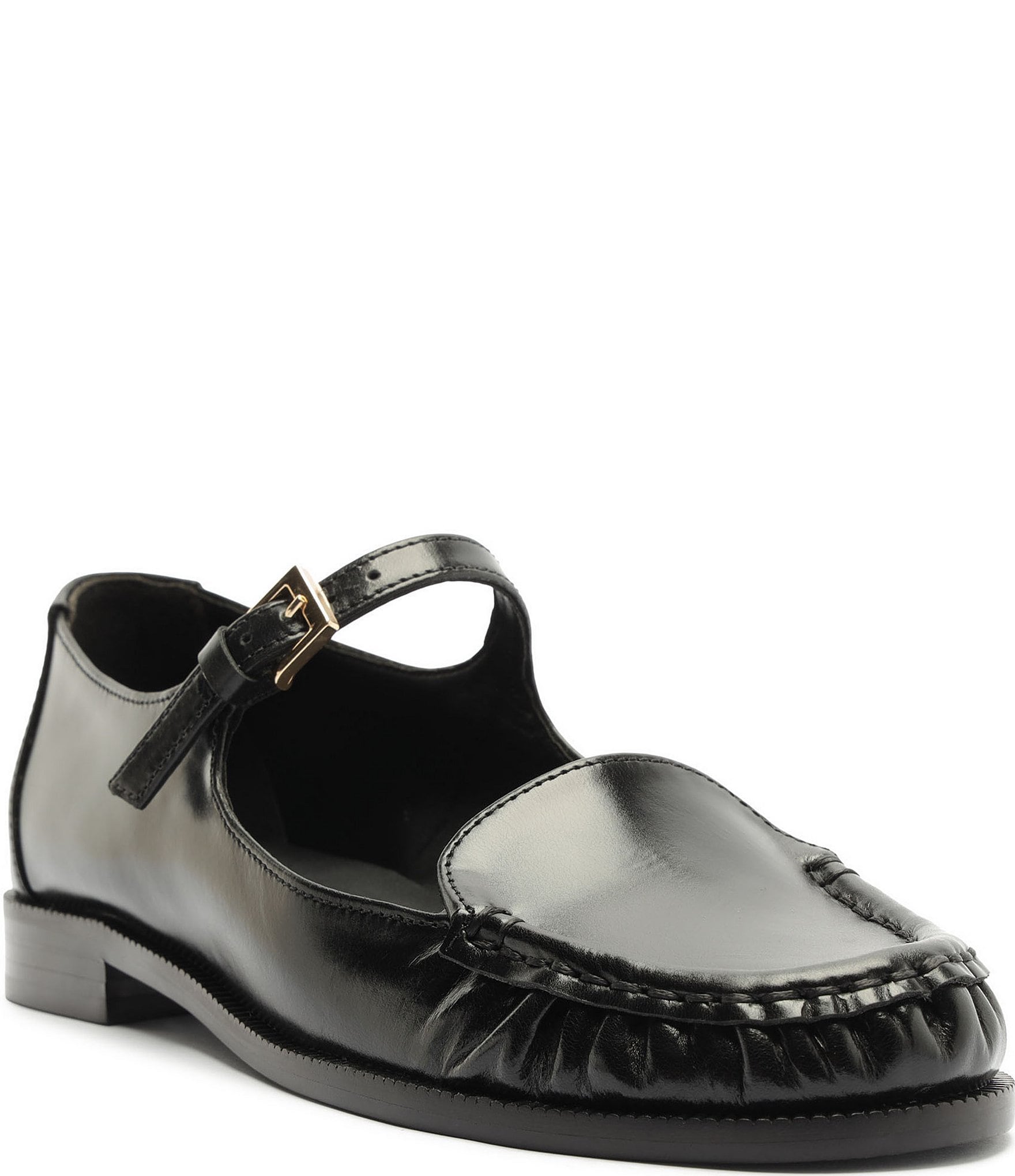 Schutz Tyla Leather Buckle Strap Mary Jane Loafers