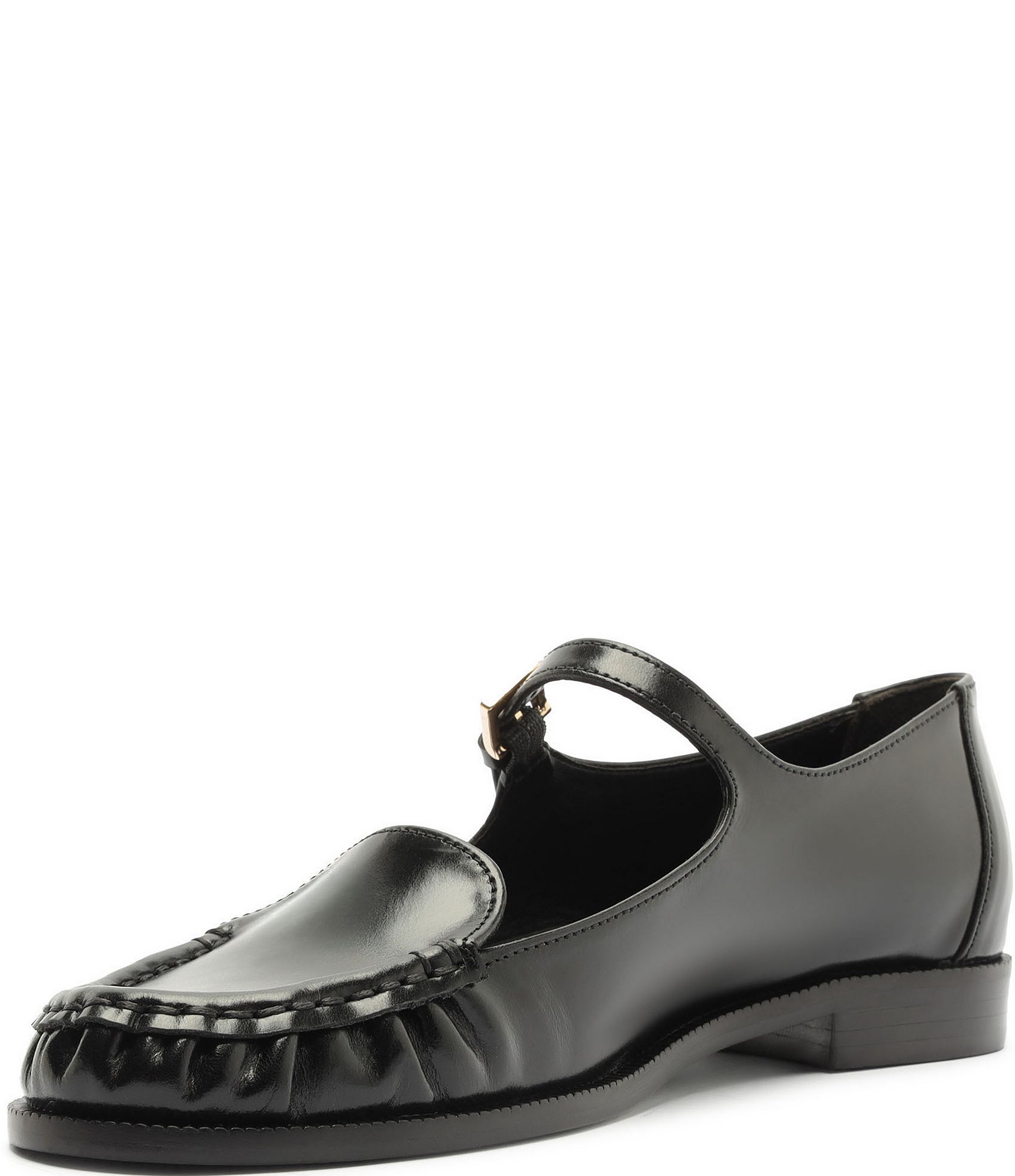 Schutz Tyla Leather Buckle Strap Mary Jane Loafers