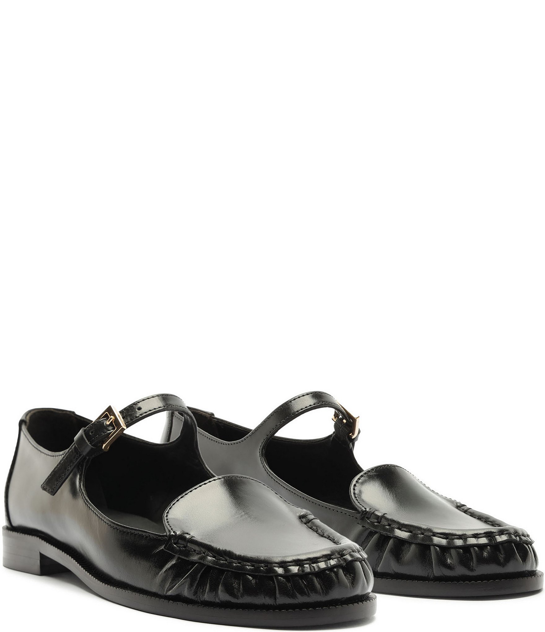Schutz Tyla Leather Buckle Strap Mary Jane Loafers