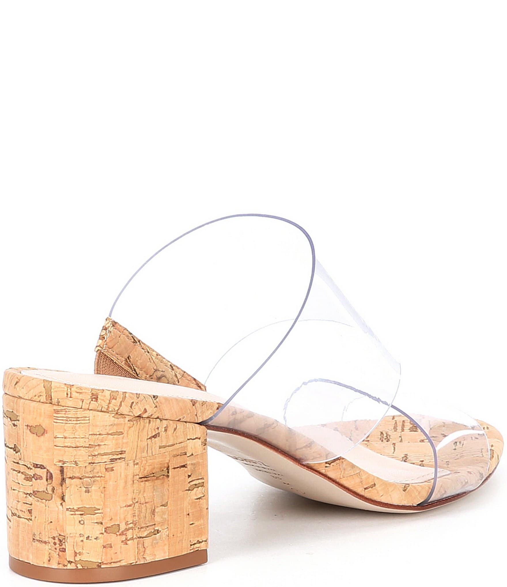 Schutz Victorie Clear Vinyl Cork Block Heel Sandals