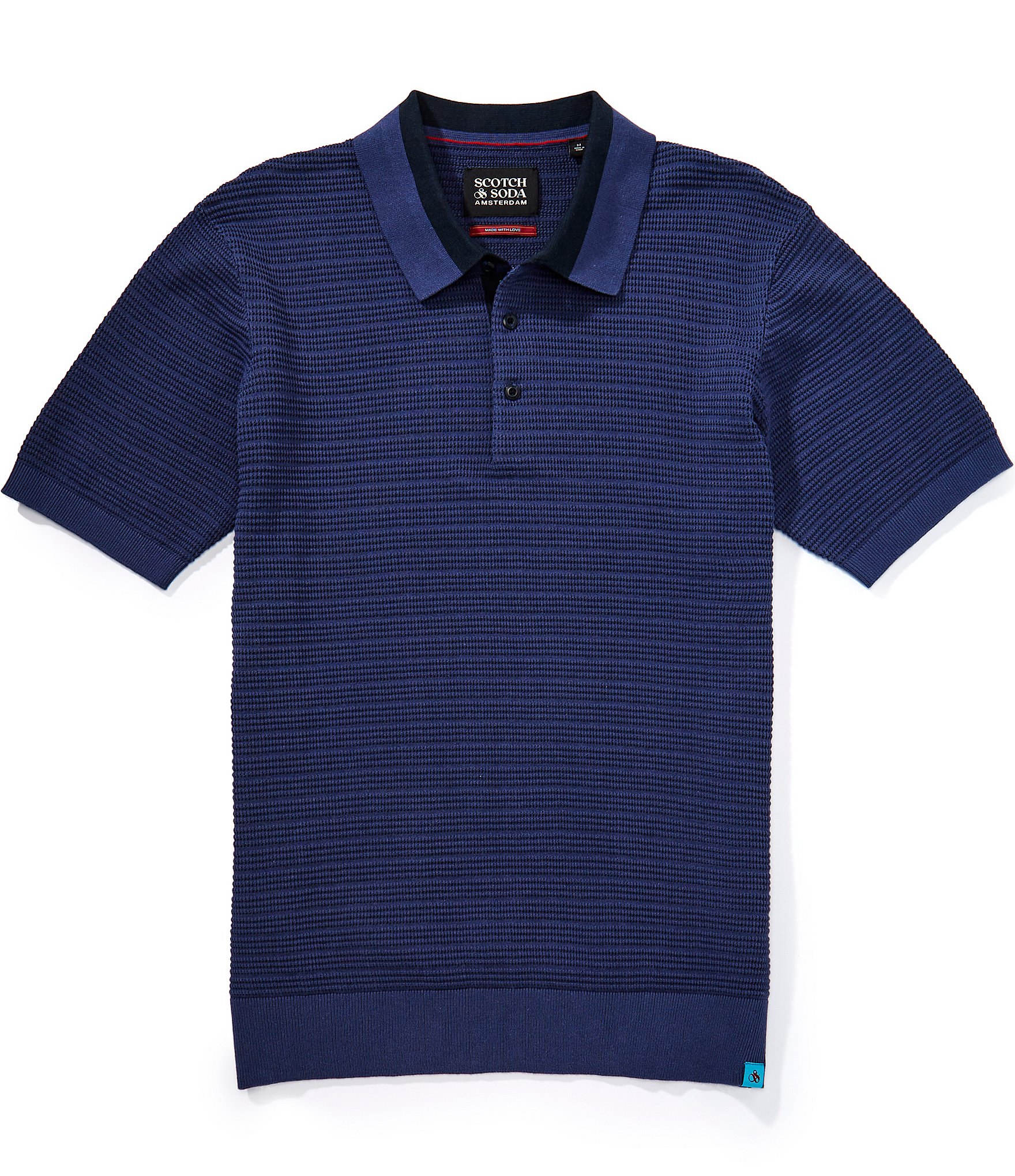 Scotch & Soda Structured Knit Short Sleeve Polo Shirt