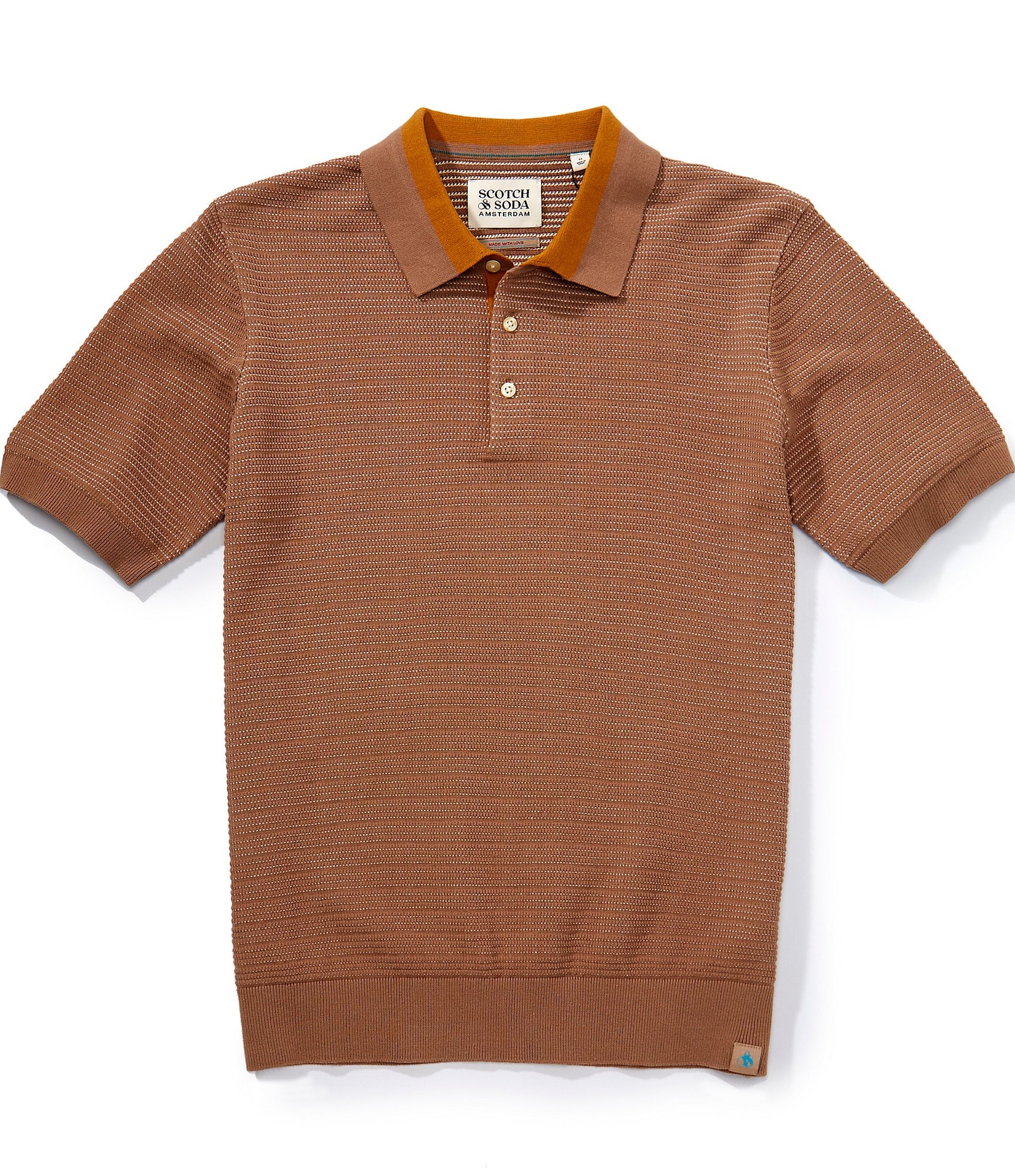 Scotch & Soda Structured Knit Short Sleeve Polo Shirt