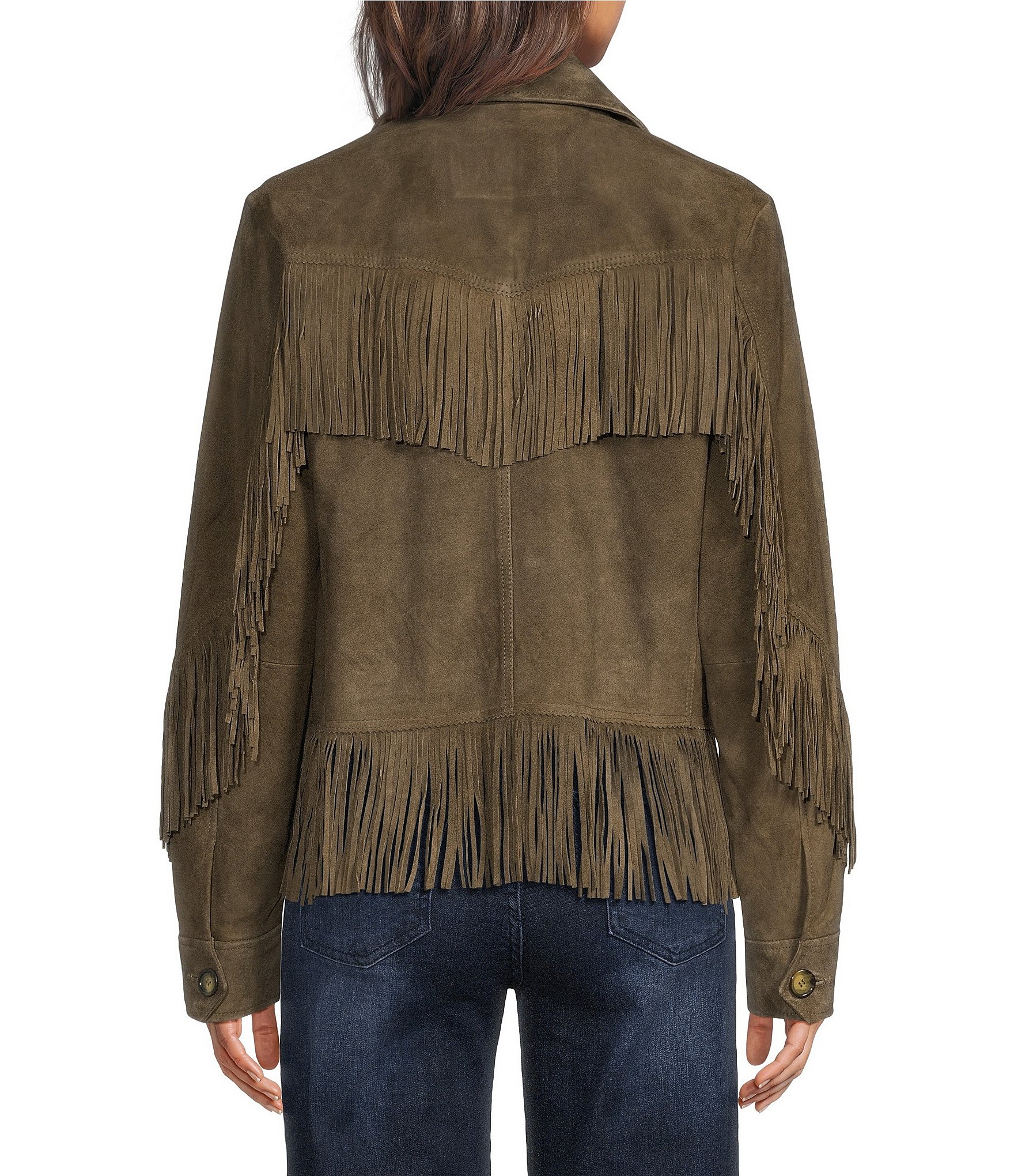 Scully Olive Suede Fringe Jacket