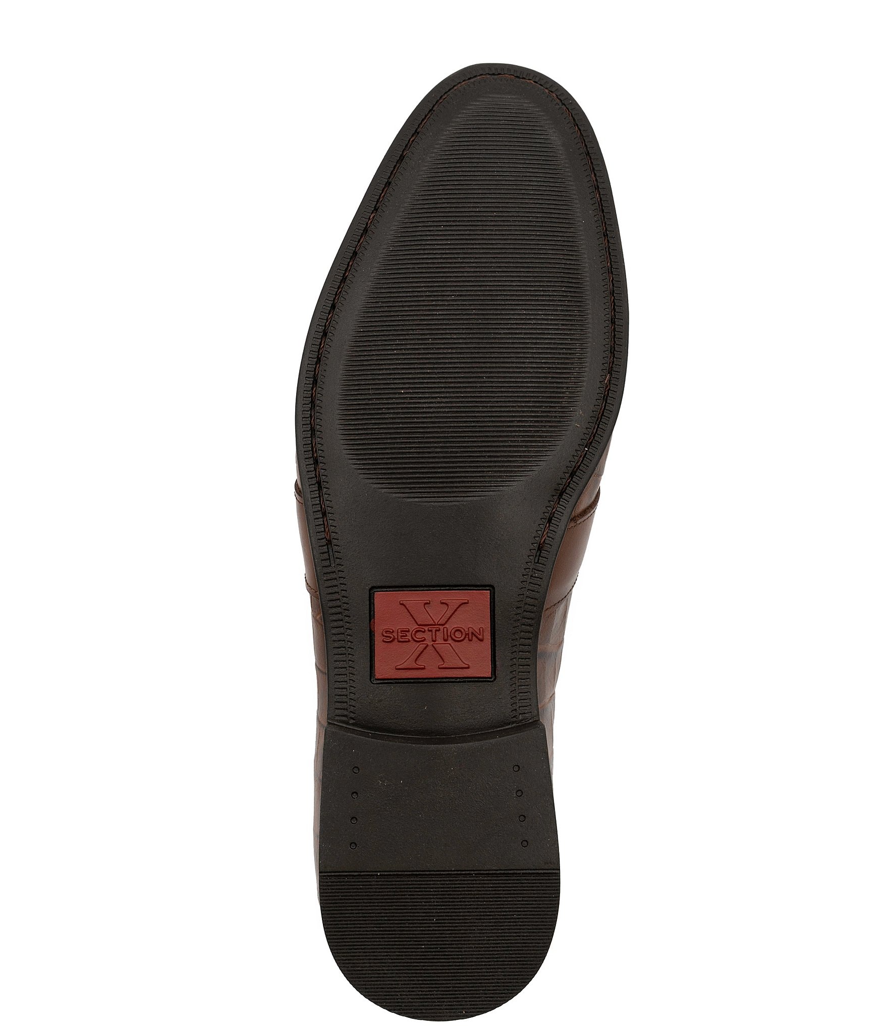 Section X Men's Saint Crocodile Embossed Leather Penny Loafers
