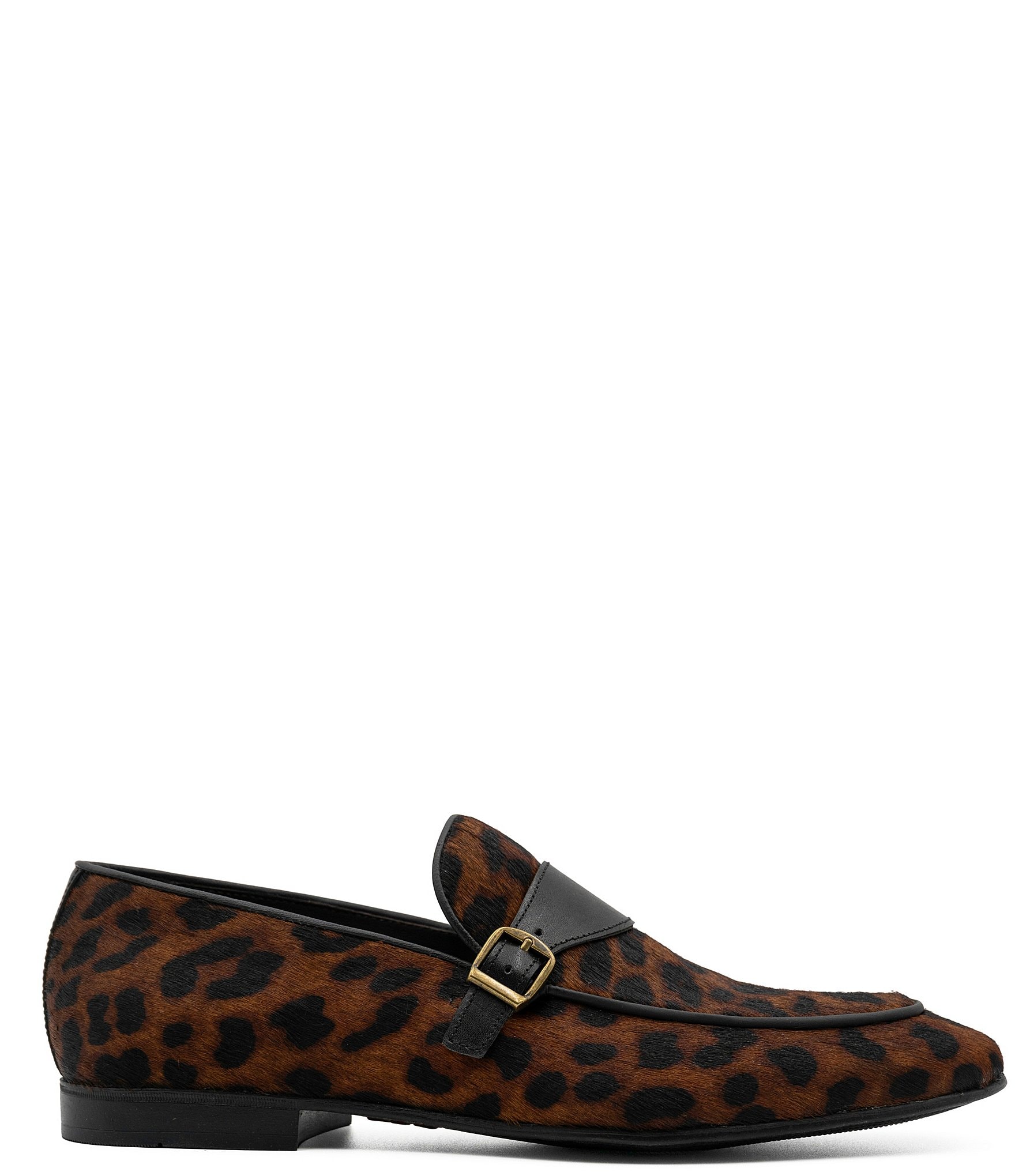 Section X Men's Saint Monk Strap Leopard Print Loafers