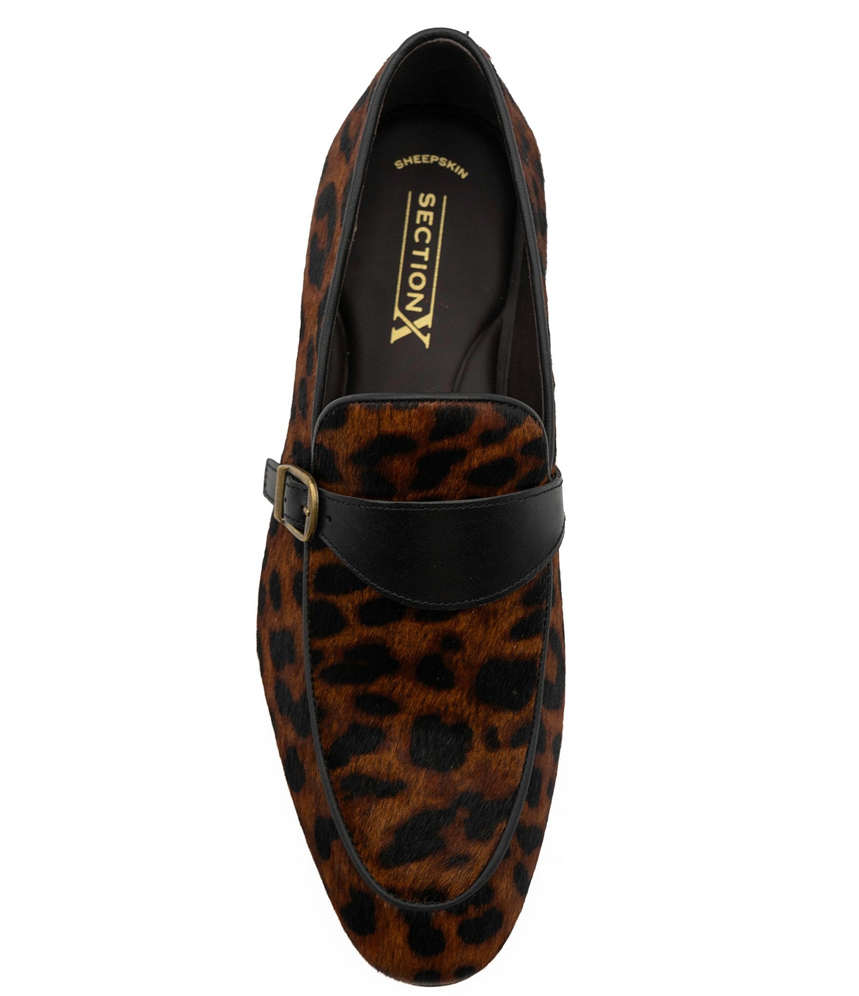 Section X Men's Saint Monk Strap Leopard Print Loafers