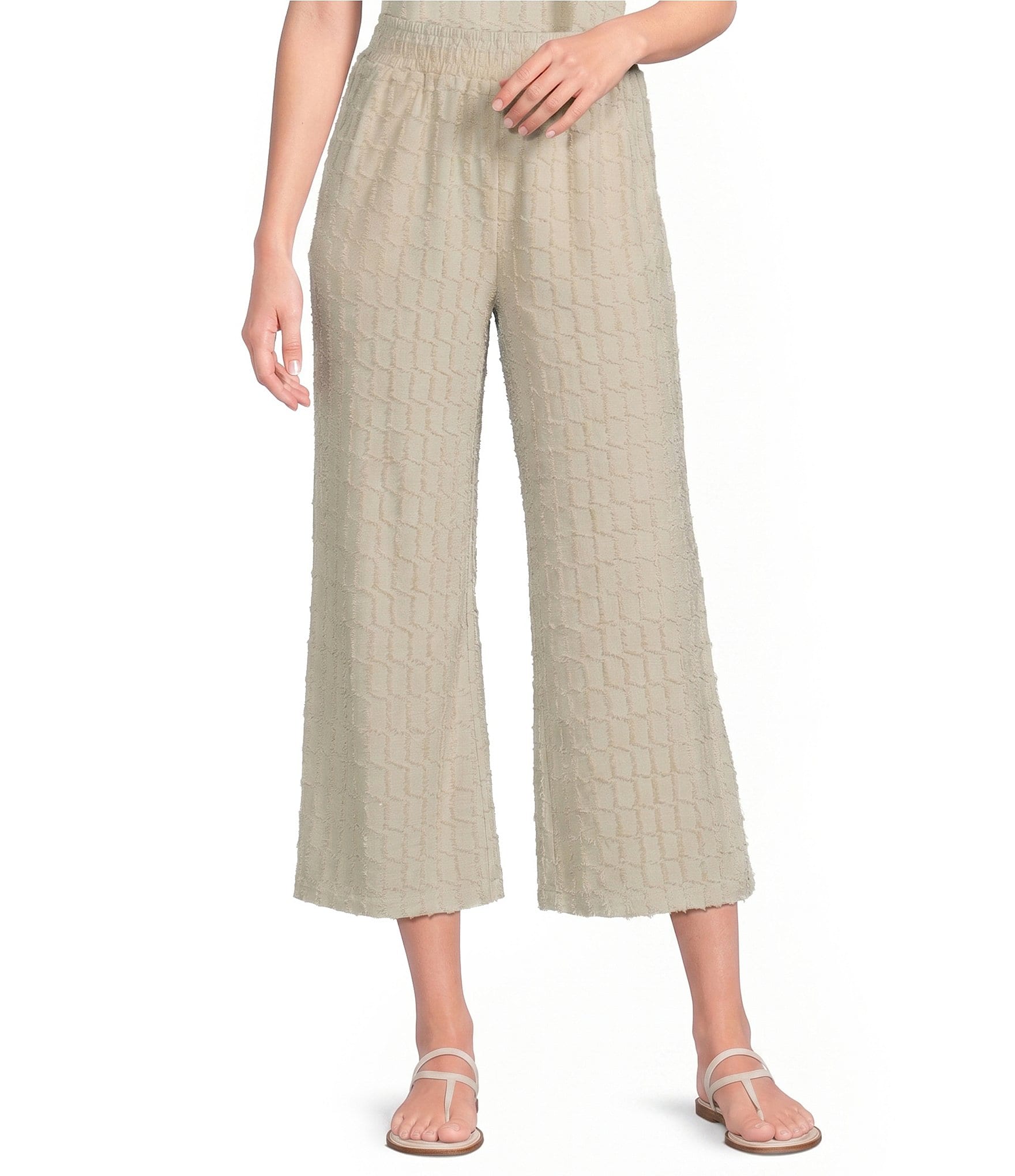 See and Be Seen Coordinating Diamond Textured Glitter Wide Leg Crop Pants