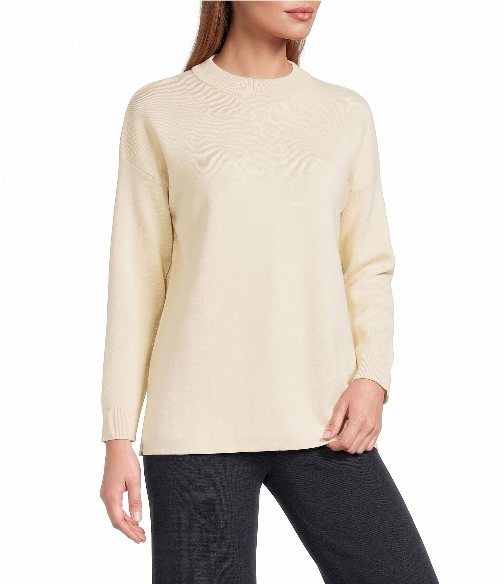 See And Be Seen Mock Neck Long Sleeve Pullover Top