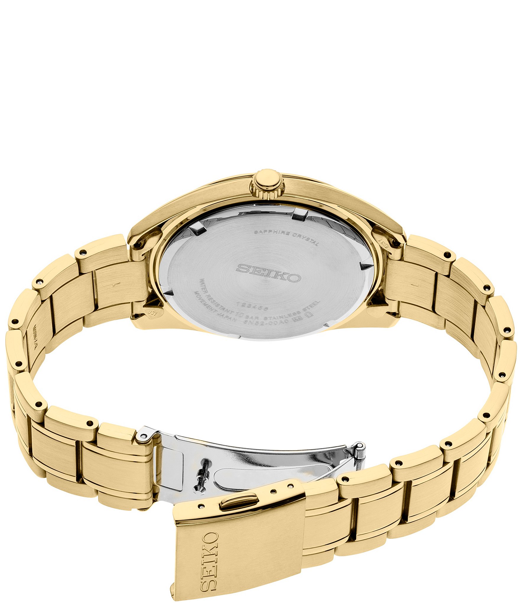 Seiko Men's Essential Quartz Analog White Dial Gold Stainless Steel Bracelet Watch