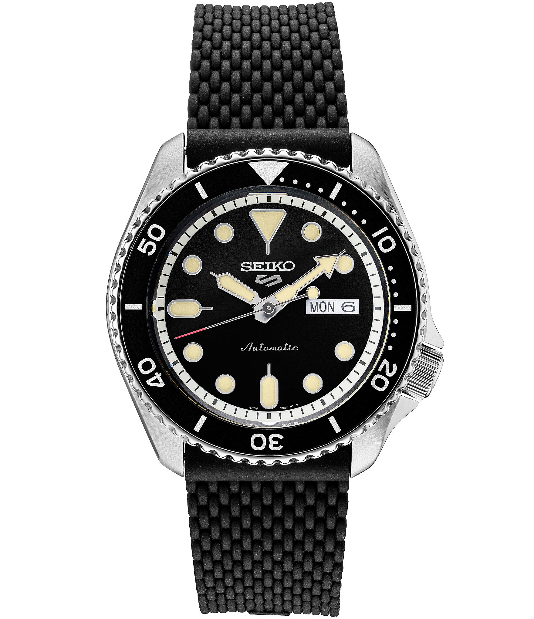Seiko Men's Seiko 5 Sports Automatic Black Silicone Strap Watch | Dillard's