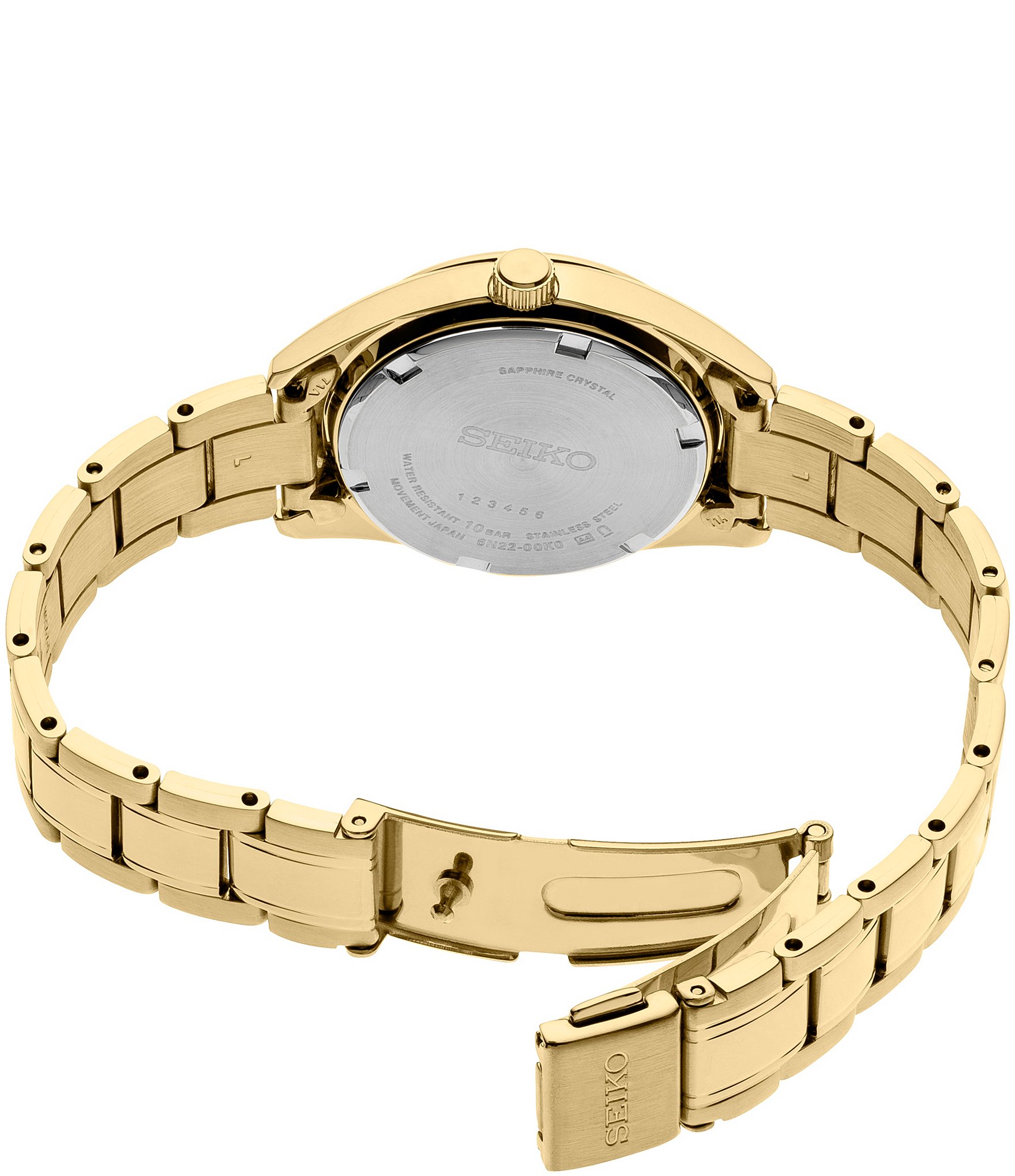 Seiko Women's Essential Quartz Analog Silver Dial Gold Stainless Steel Bracelet Watch