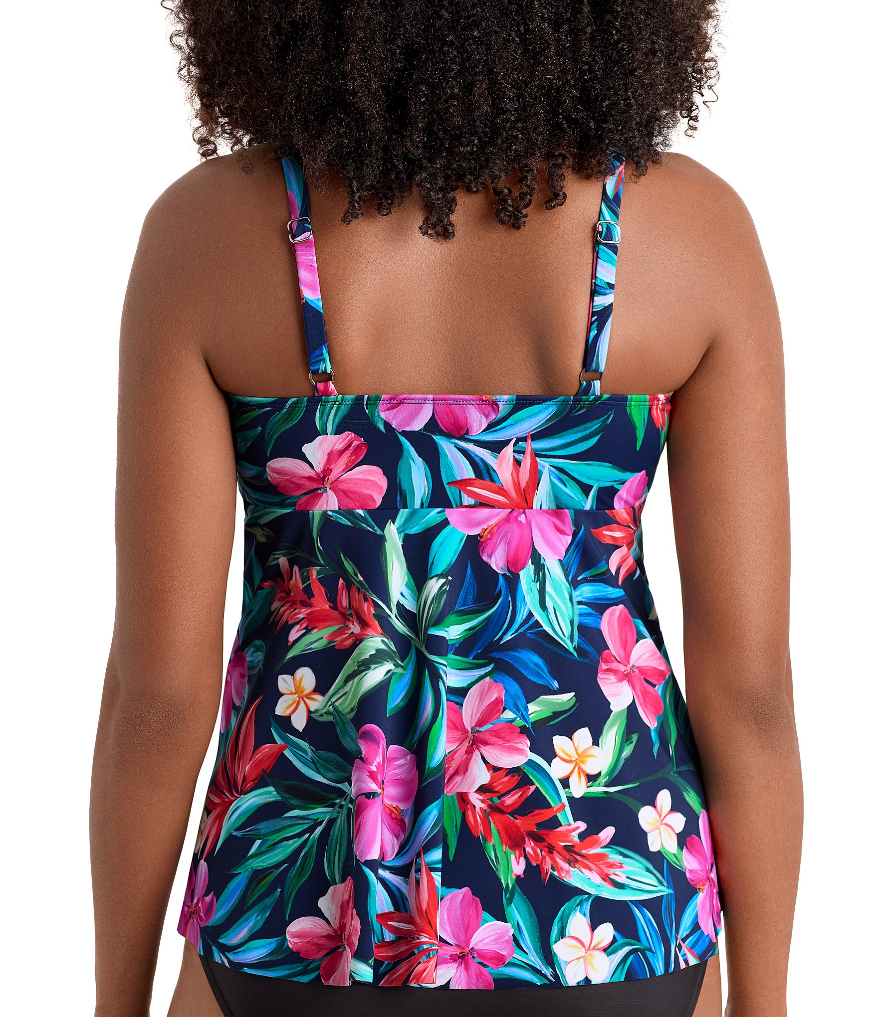 Shape Solver Tropical Splash V-Neck Underwire Tankini Swim Top
