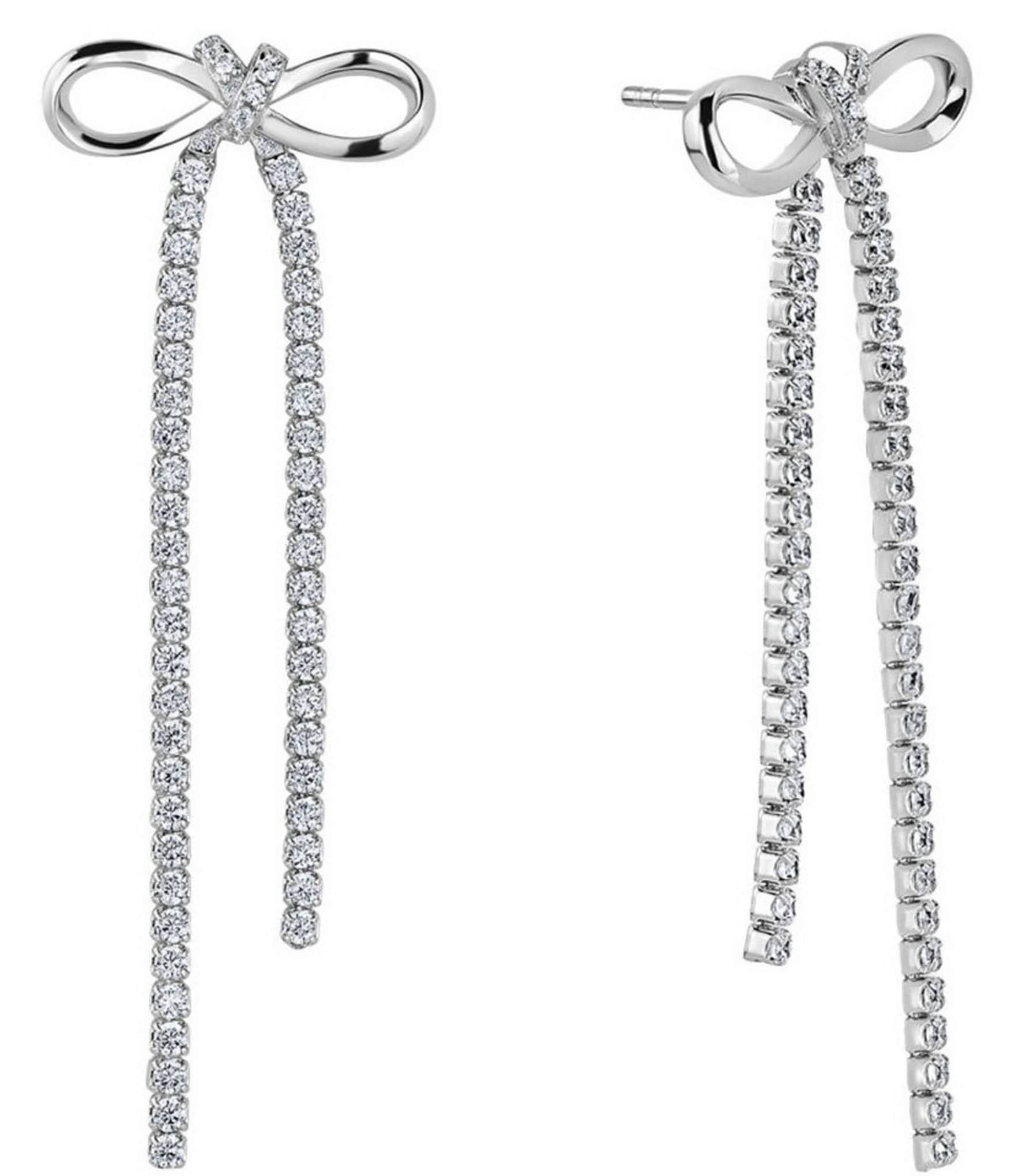 SHASHI Bianca Crystal Bow Linear Earrings