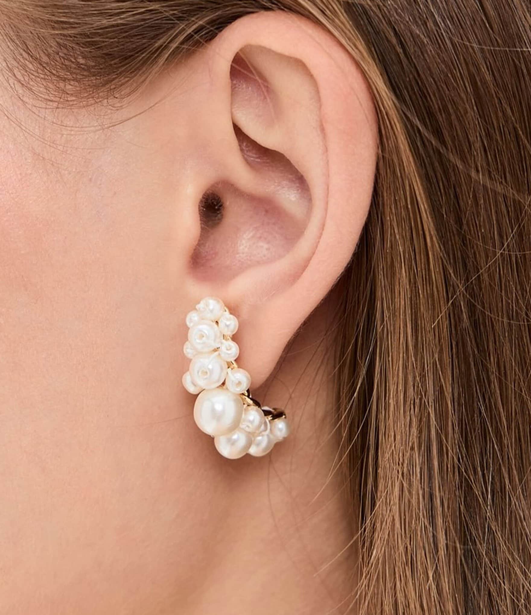 SHASHI Cluster Pearl Stud Cuff Drop Earrings