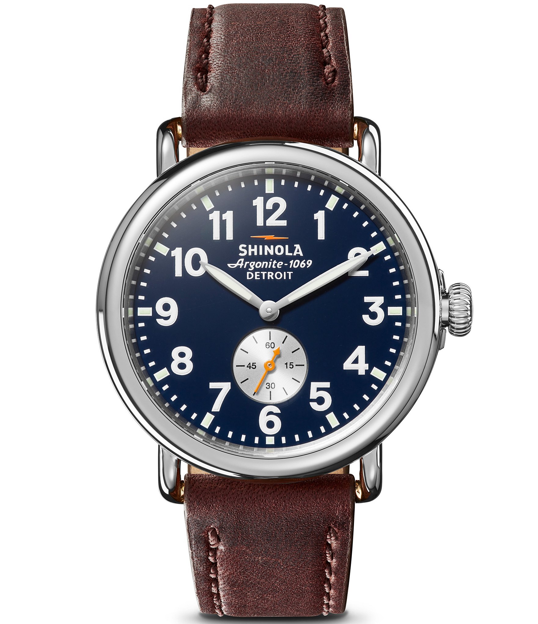SHINOLA Men's Runwell Quartz Analog Brown Leather Strap