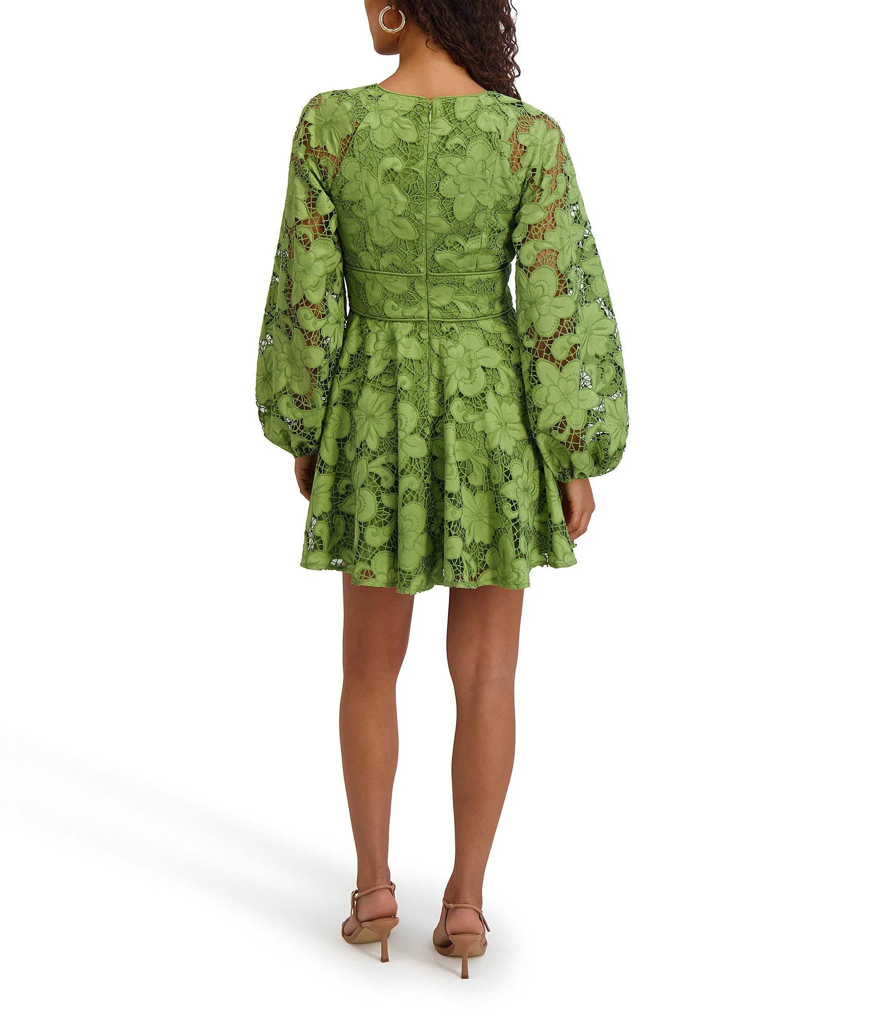SIENA Long Sleeve V-Neck Floral Lace Dress